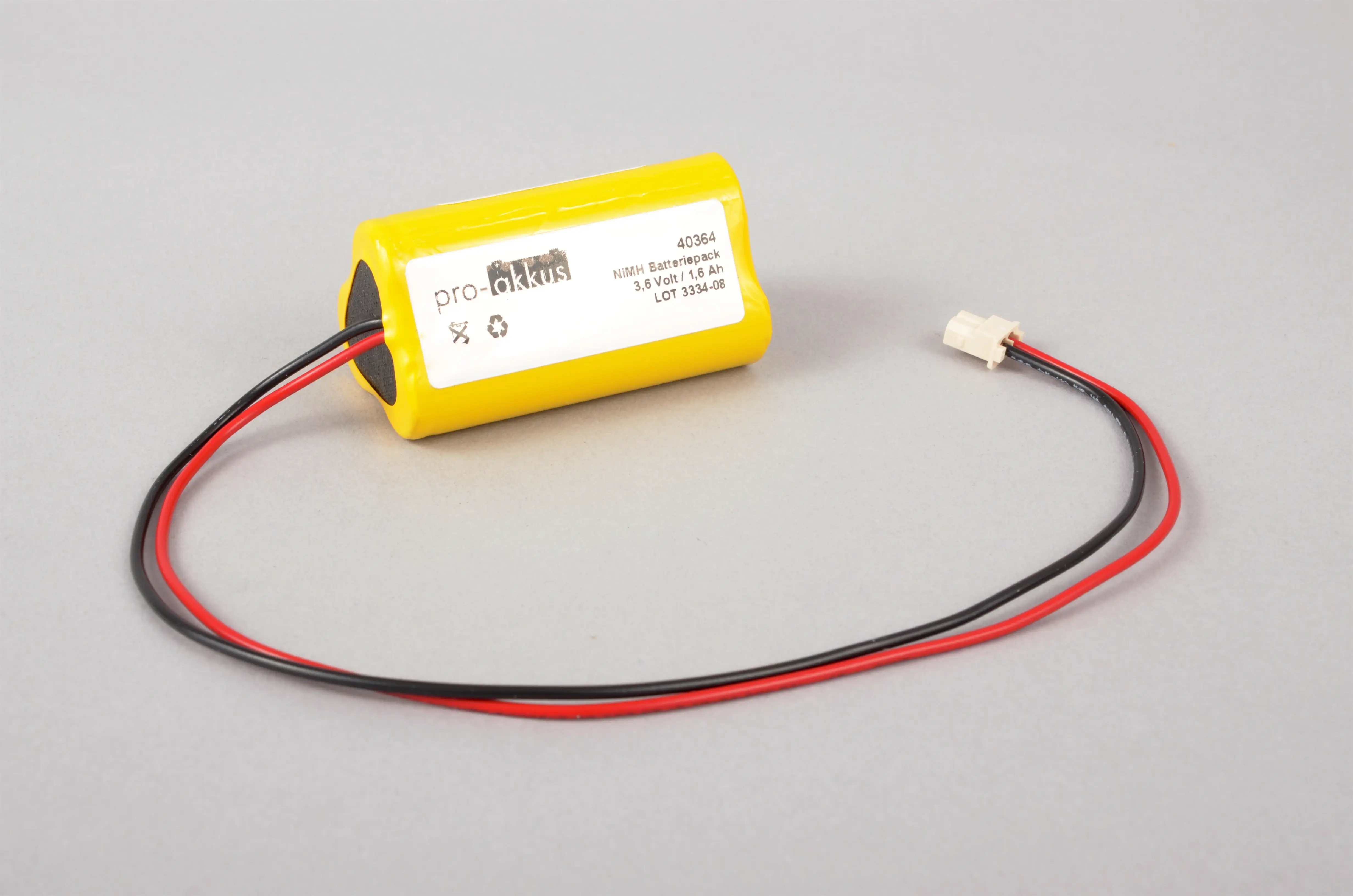 NiMH Notbeleuchtung Akku 3,6V / 1600mAh, Dreieck mit Kabel und Stecker - online bei pro-akkus kaufen