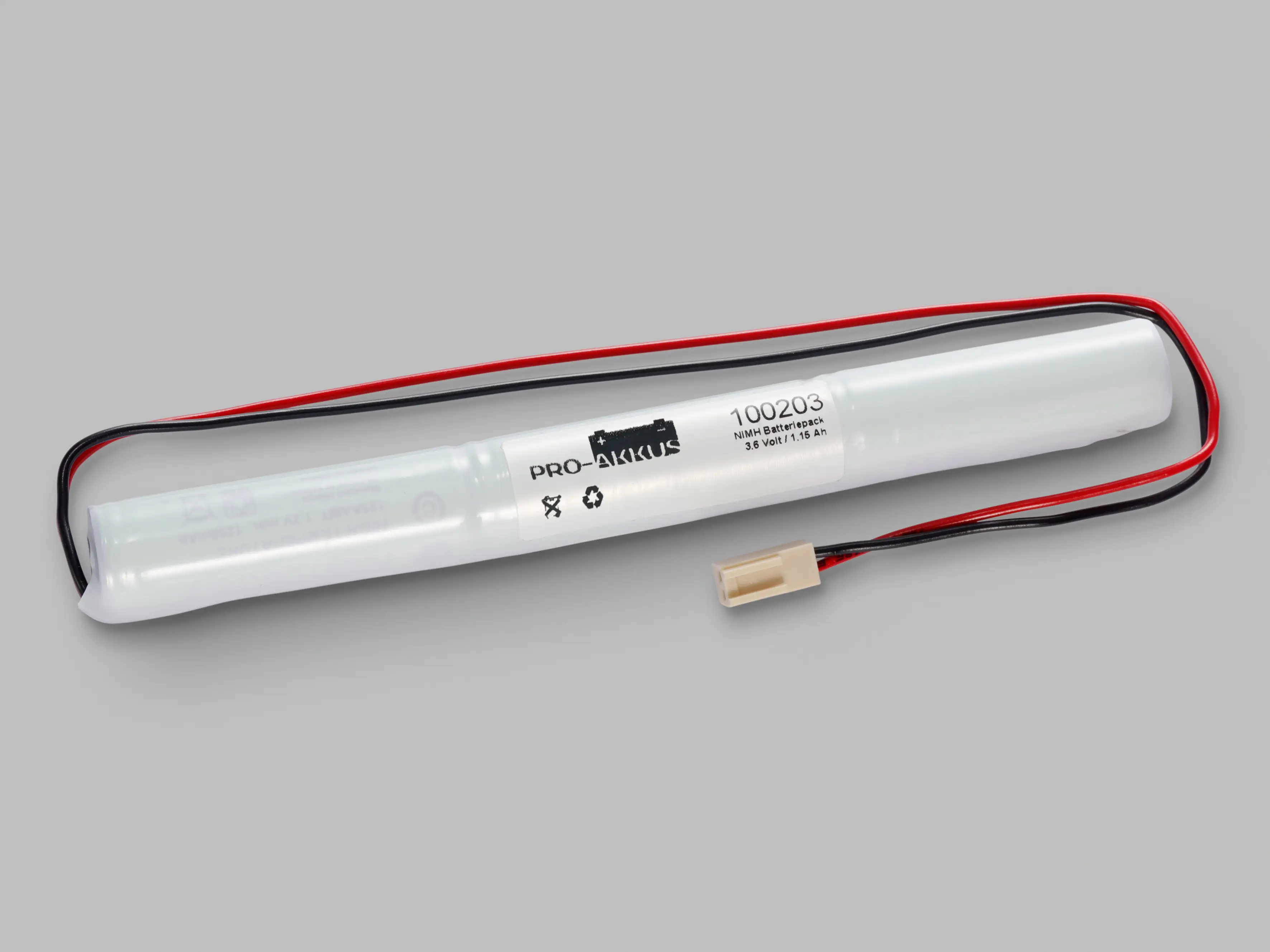 NiMh Notbeleuchtung Akku 3,6V / 1150mAh, Stab mit Kabel und Stecker online bei pro-akkus kaufen