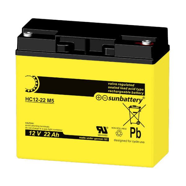 SUN Battery HC12-22 M5 (12V / 22Ah) AGM Batterie Zyklenfest SUN Battery HC12-22 M5 (12V / 22Ah) AGM Batterie Zyklenfest