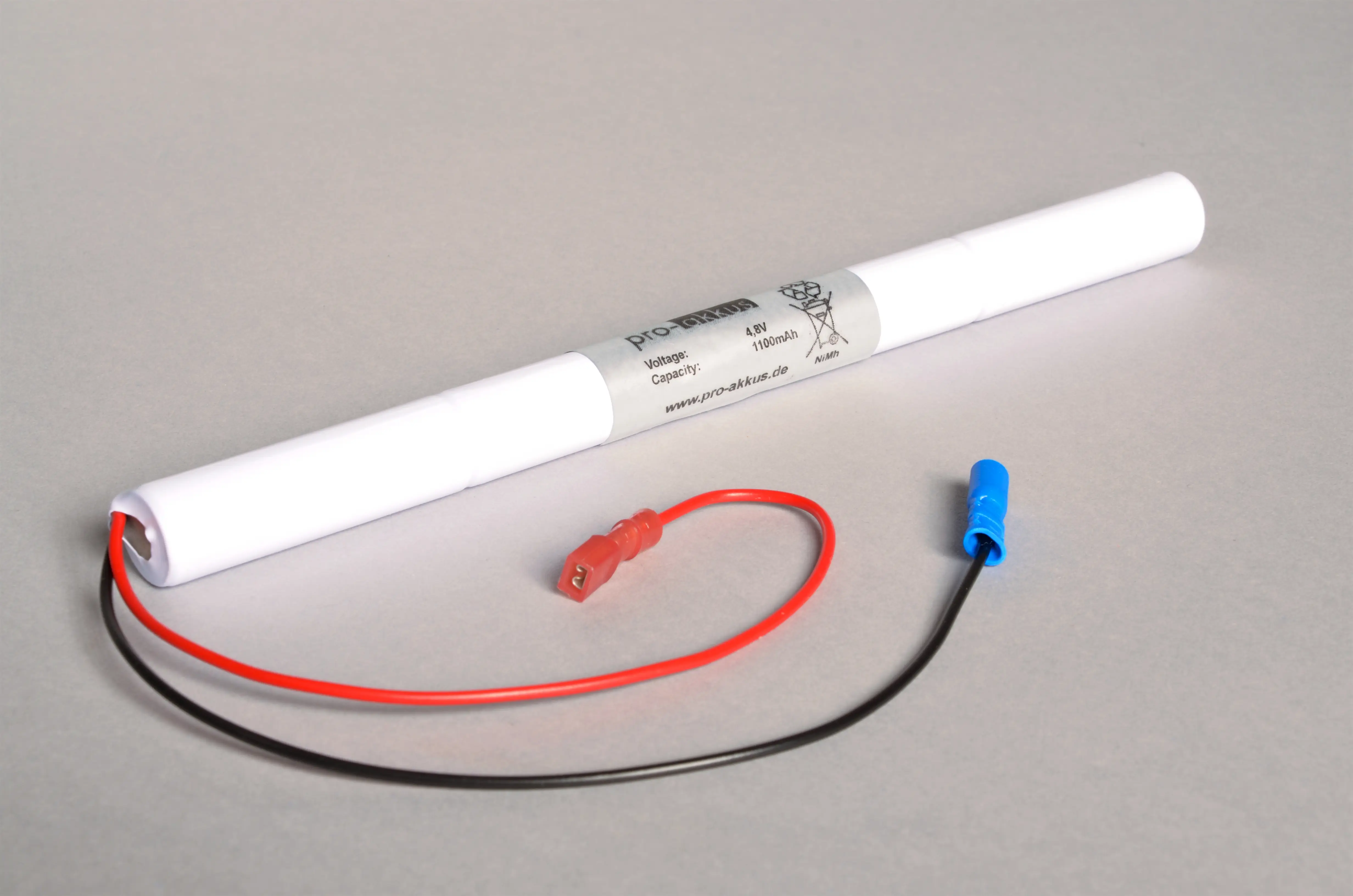 NiMh Notbeleuchtung Akku 4,8V / 1100mAh, Stab mit Kabel und Fastonbuchsen online bei pro-akkus kaufen