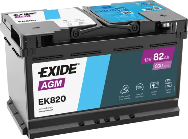 Exide AGM EK820 Start-Stop Autobatterie - 12V 82Ah online bei pro-akkus kaufen