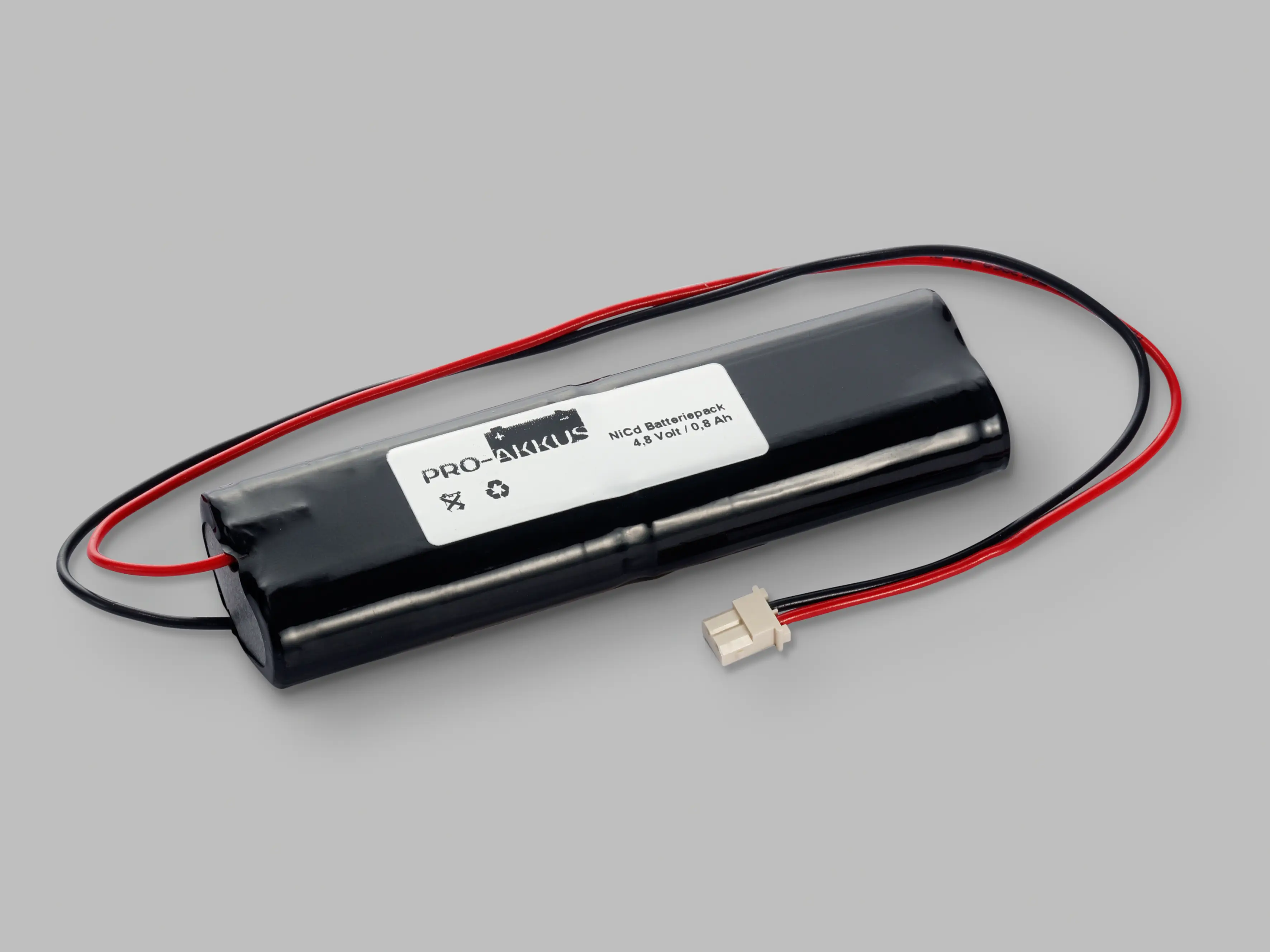 NiCd Notbeleuchtung Akku 4,8V / 800mAh, Stab mit Kabel und Stecker online bei pro-akkus kaufen