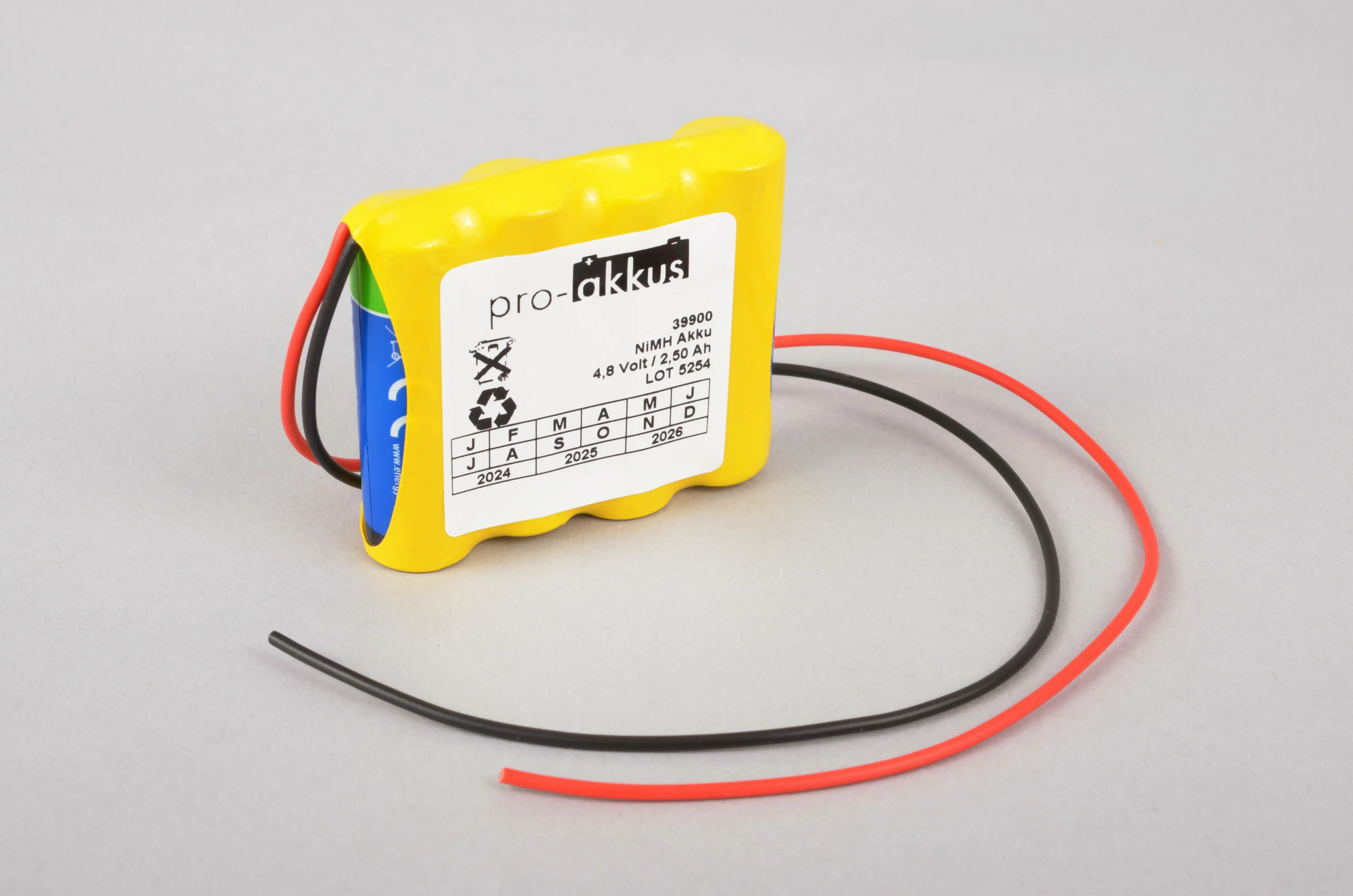 NiMH Notbeleuchtung Akku 4,8V / 2500mAh (2,5Ah), AA, Reihe mit Kabel online bei pro-akkus kaufen