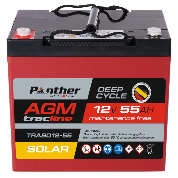 Panther AGM tracline TRASO12-55 Solar | 12V 55Ah Deep-Cycle Batterie online bei pro-akkus kaufen
