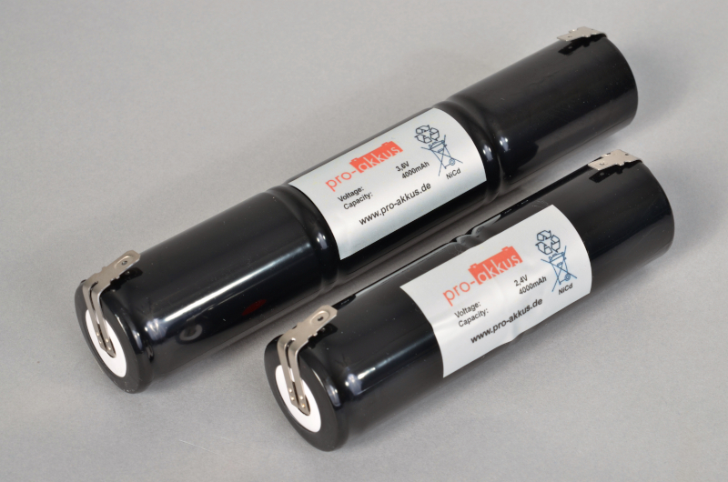 NiCd Notbeleuchtung Akku 3,6V | 4000mAh + 2,4V | 4000mAh, Stab, Faston online bei pro-akkus kaufen