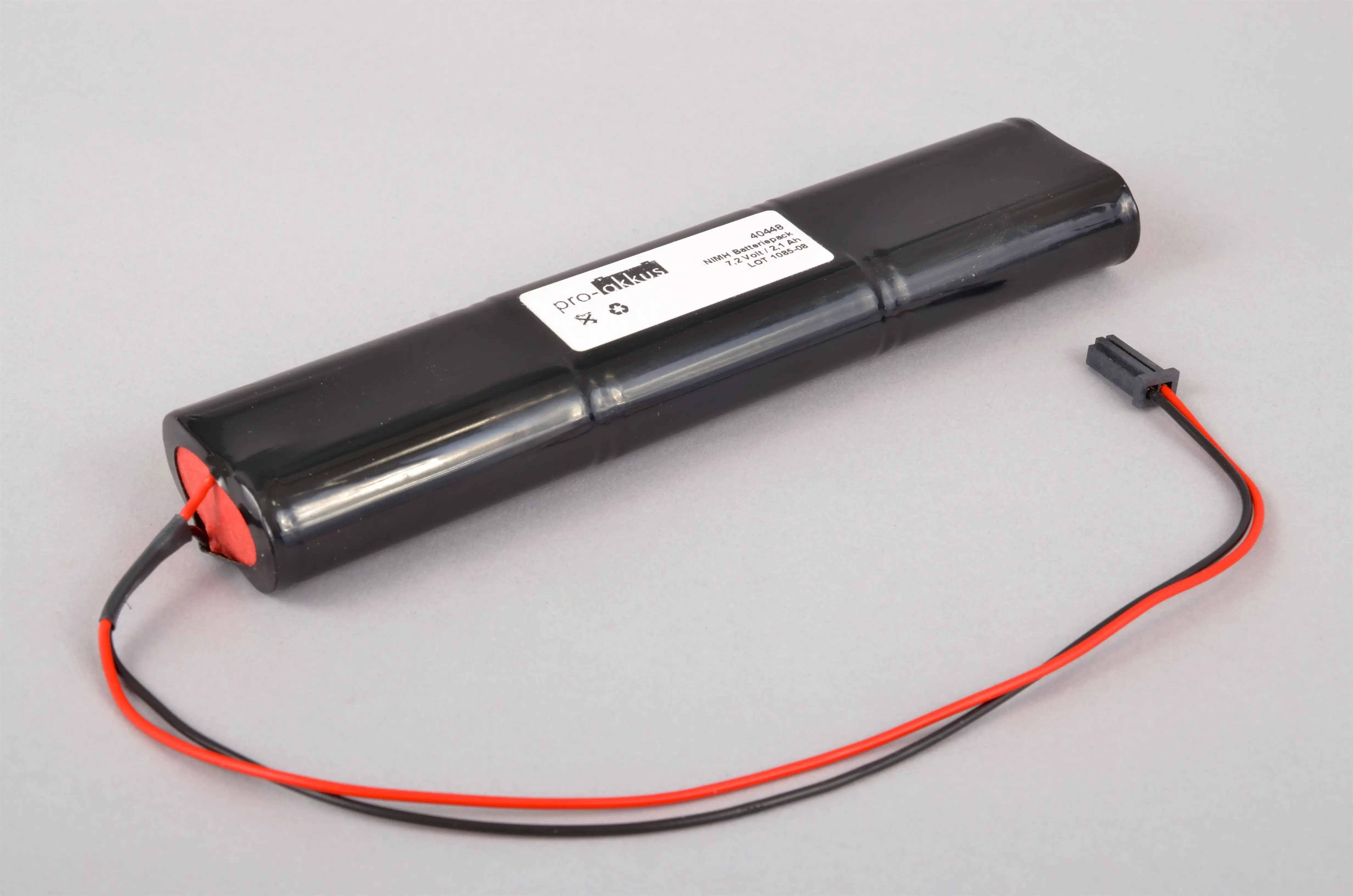 NiMH Notbeleuchtung Akku 7,2V / 2,15Ah, L3x2 Stab, mit Kabel und Stecker - online bei pro-akkus kaufen