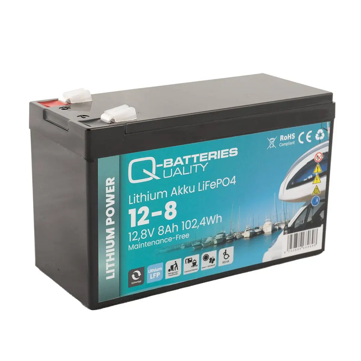 Q-Batteries LiFePO4 12-8 Lithium Akku - 12,8V | 8Ah online bei pro-akkus kaufen