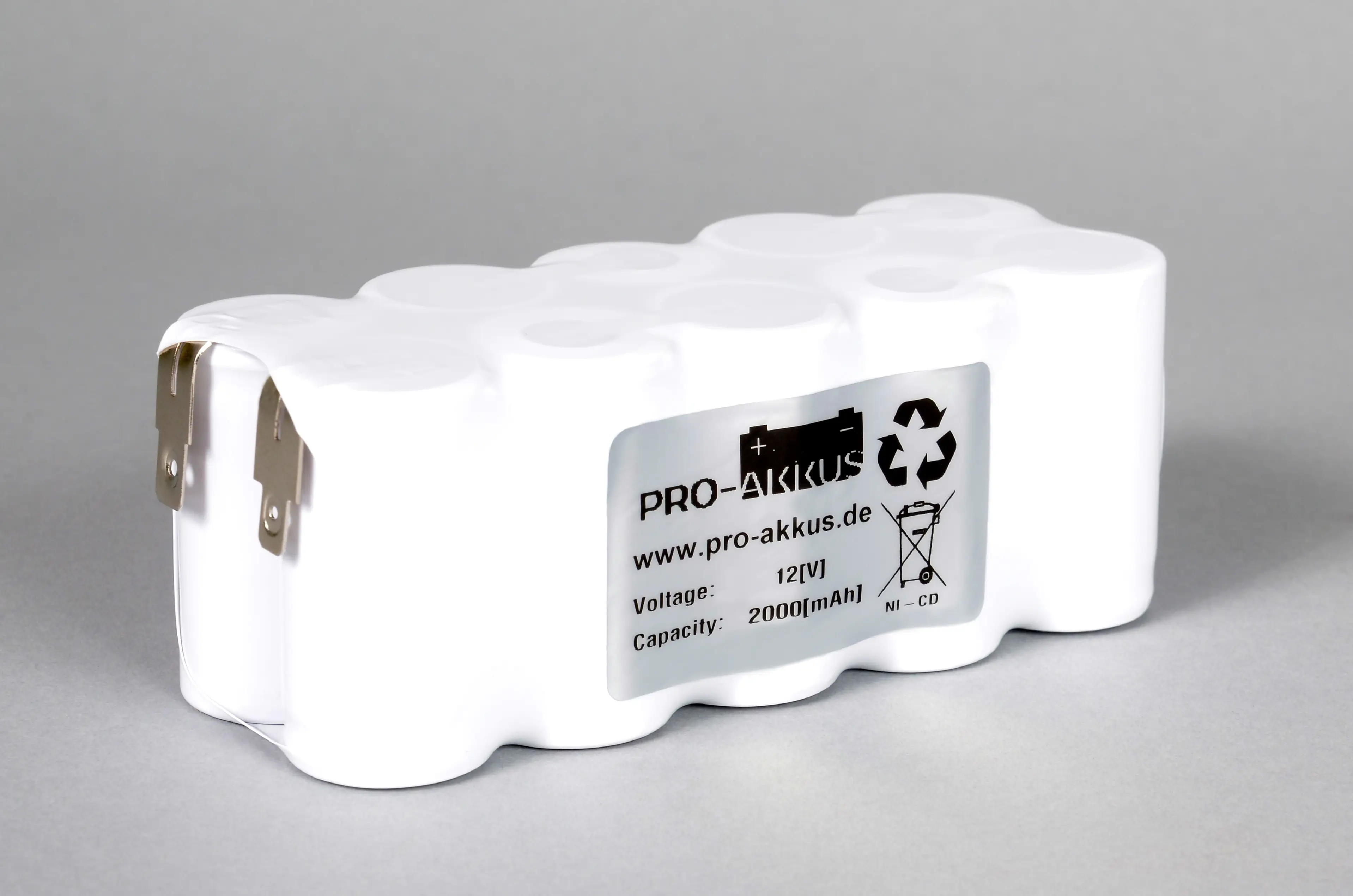 NiCd Notbeleuchtung Akku 12V / 2000mAh (2Ah), Reihe, Faston +6,3/-4,8mm  NiCd Notbeleuchtung Akku 12V / 2000mAh (2Ah), Reihe, Faston +6,3/-4,8mm