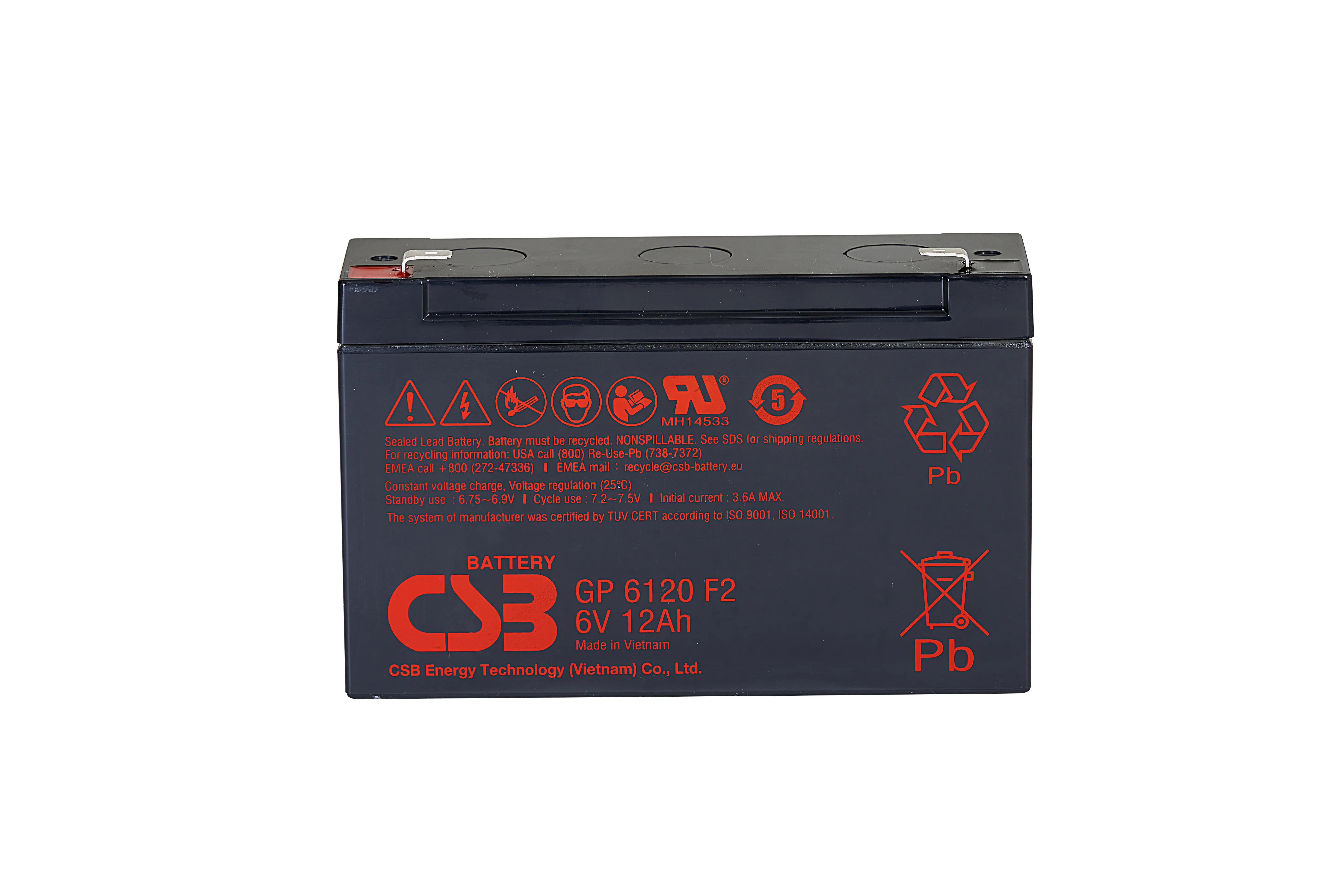 CSB GP6120F2 - 6V / 12Ah AGM Akku / Batterie