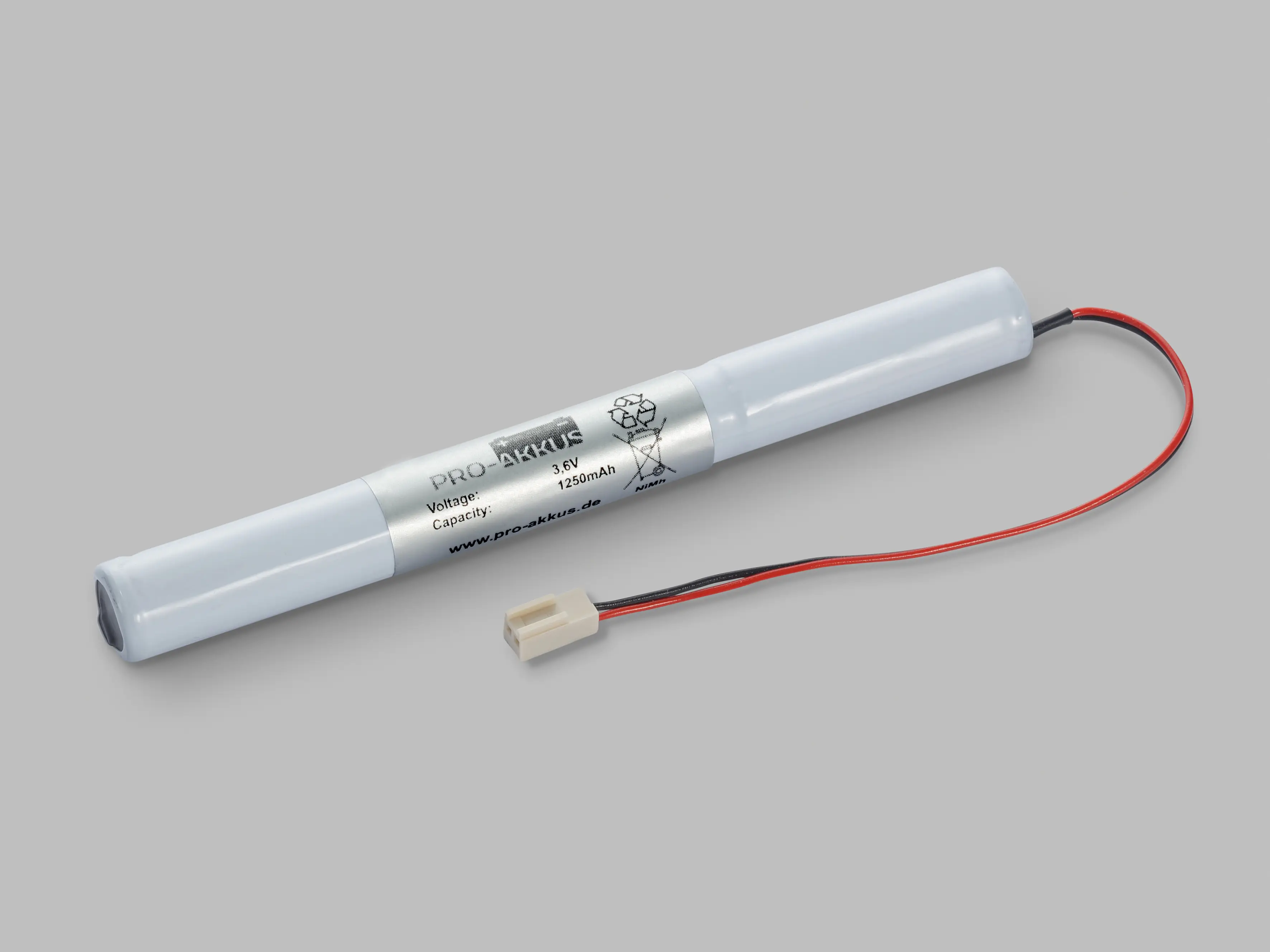 NiMh Notbeleuchtung Akku 3,6V / 1250mAh, Stab mit Kabel und Stecker online bei pro-akkus kaufen