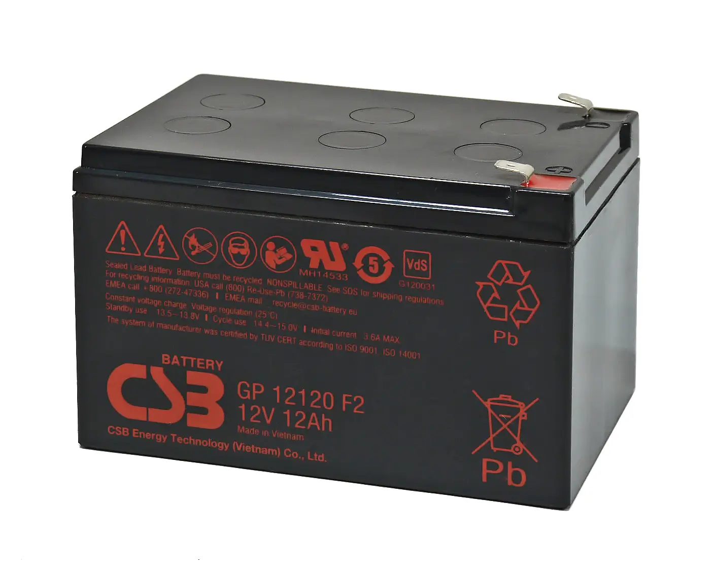 CSB GP12120F2 12V 12Ah Blei-Akku / AGM Batterie VdS CSB GP12120F2 12V 12Ah Blei-Akku / AGM Batterie VdS