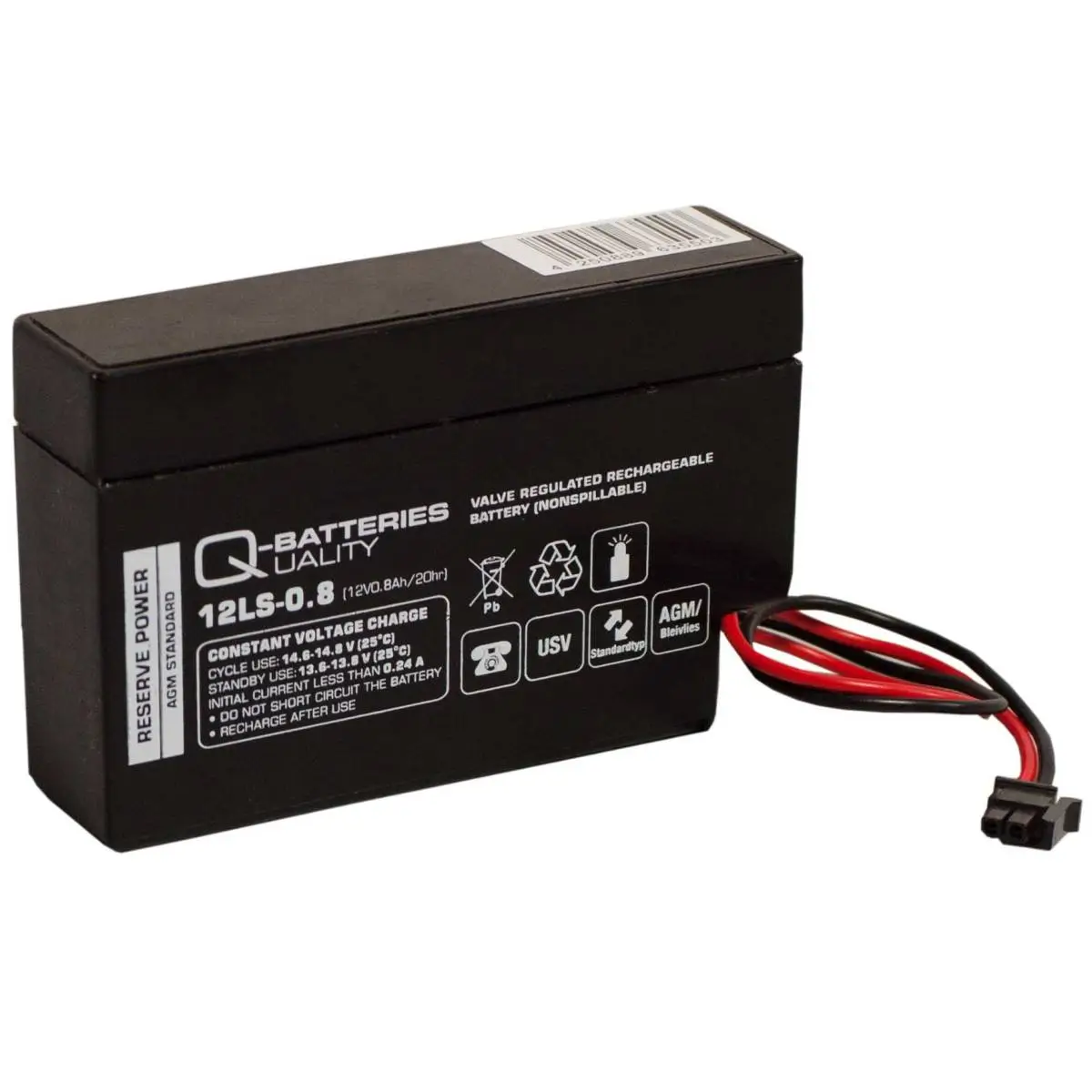Q-Batteries 12LS-0.8 Molex 12V 0,8Ah AGM Batterie Akku online bei pro-akkus kaufen