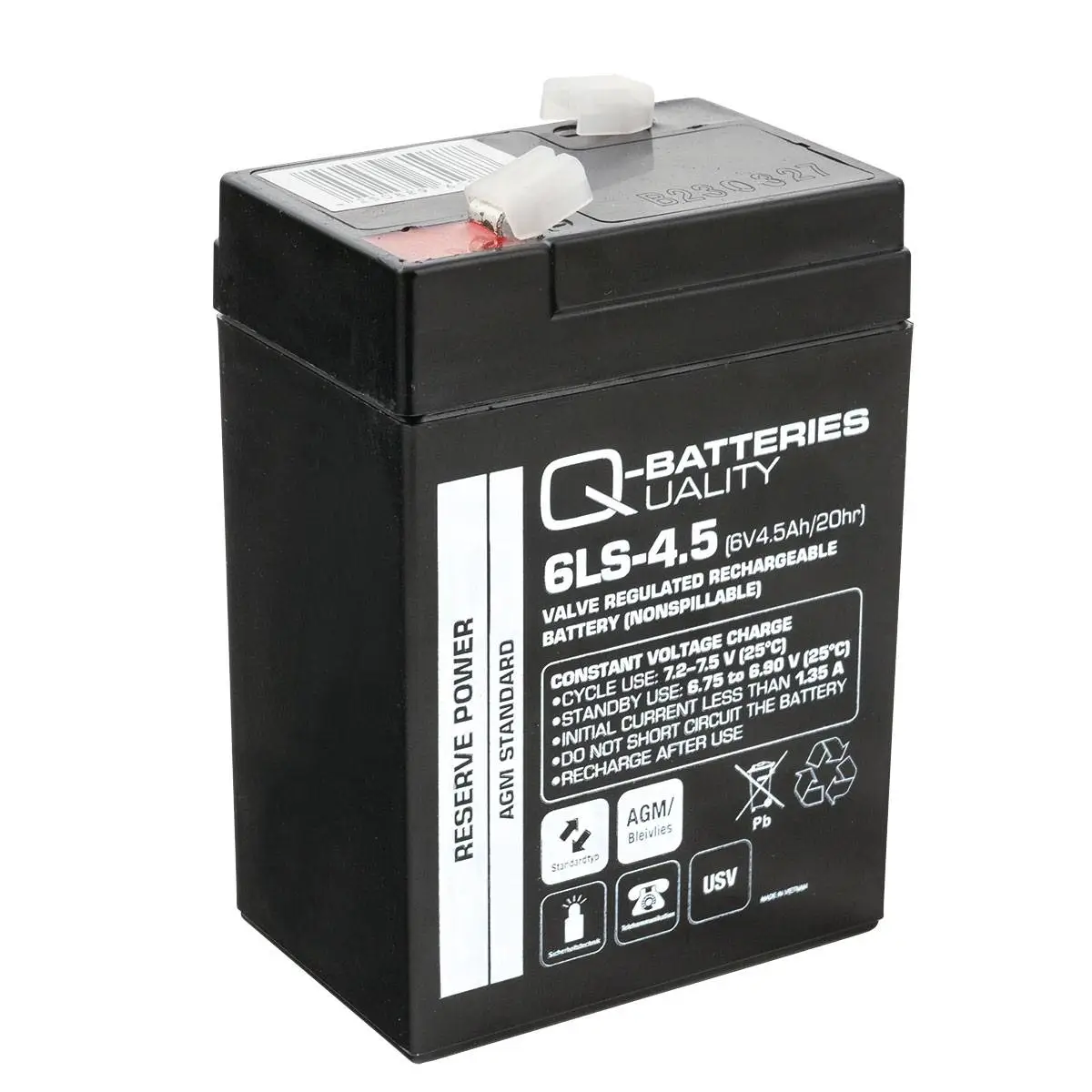 Q-Batteries 6LS-4.5 6V 4,5Ah AGM Batterie Akku online bei pro-akkus kaufen