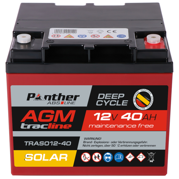 Panther AGM tracline TRASO12-40 Solar | 12V 40Ah Deep-Cycle Batterie online bei pro-akkus kaufen