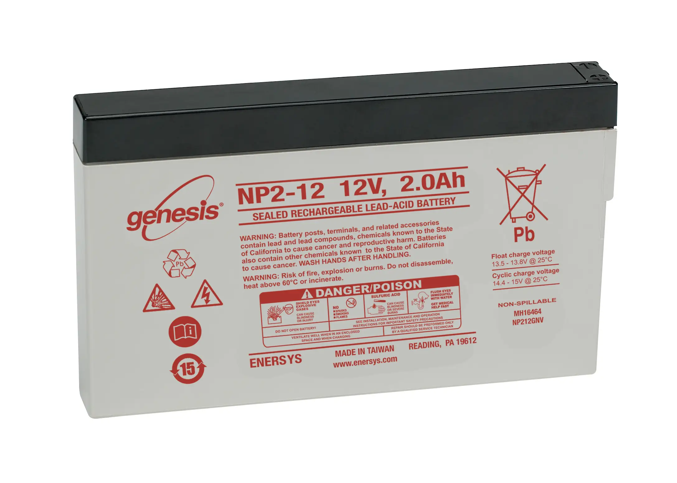 EnerSys genesis NP2-12 - 12V / 2Ah Blei-Vlies (AGM) Akku online bei pro-akkus kaufen