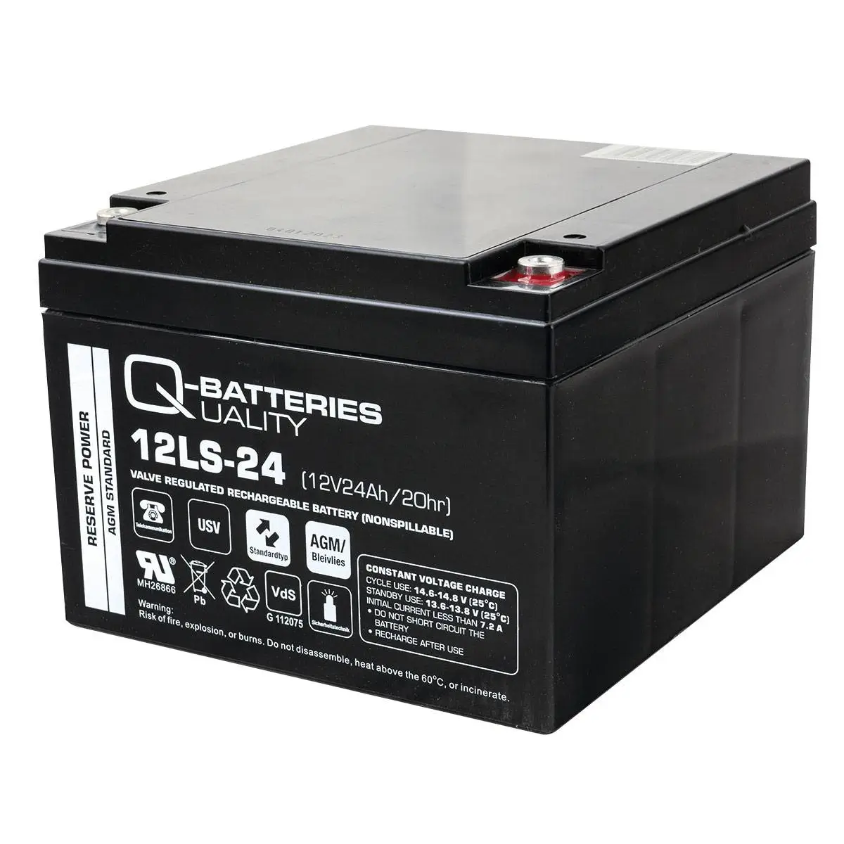 Q-Batteries 12LS-24 12V 24Ah AGM Batterie Akku VdS online bei pro-akkus kaufen