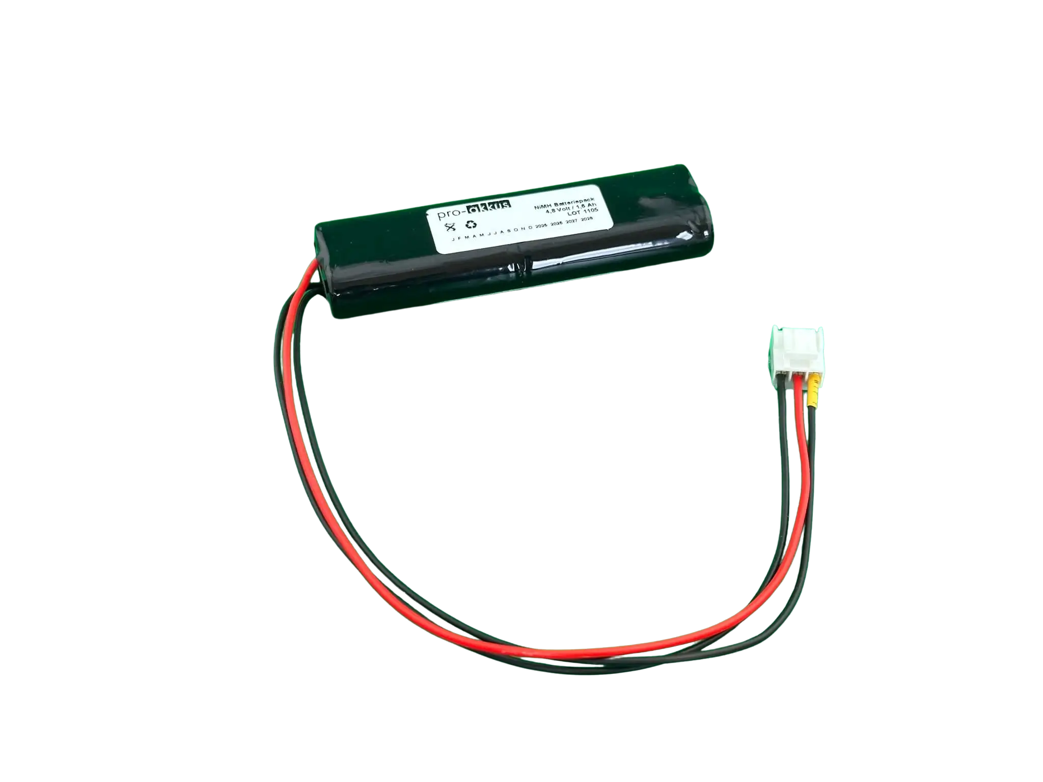 NiMH Notbeleuchtung Akku 4,8V 1600mAh AA HT L2x2 Stab mit Kabel & Stecker online bei pro-akkus kaufen