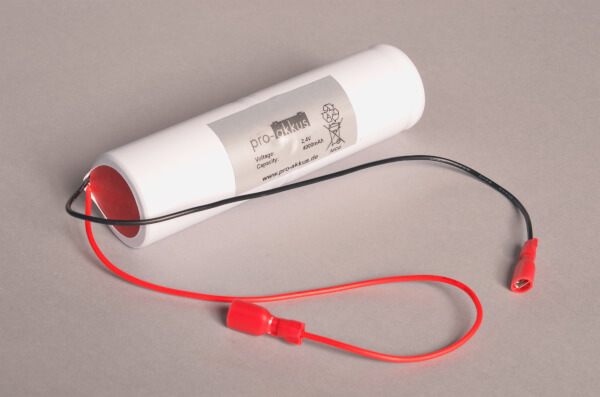 NiCd Notbeleuchtung Akku 2,4V / 4000mAh (4Ah) D Stab mit Kabel und Faston online bei pro-akkus kaufen