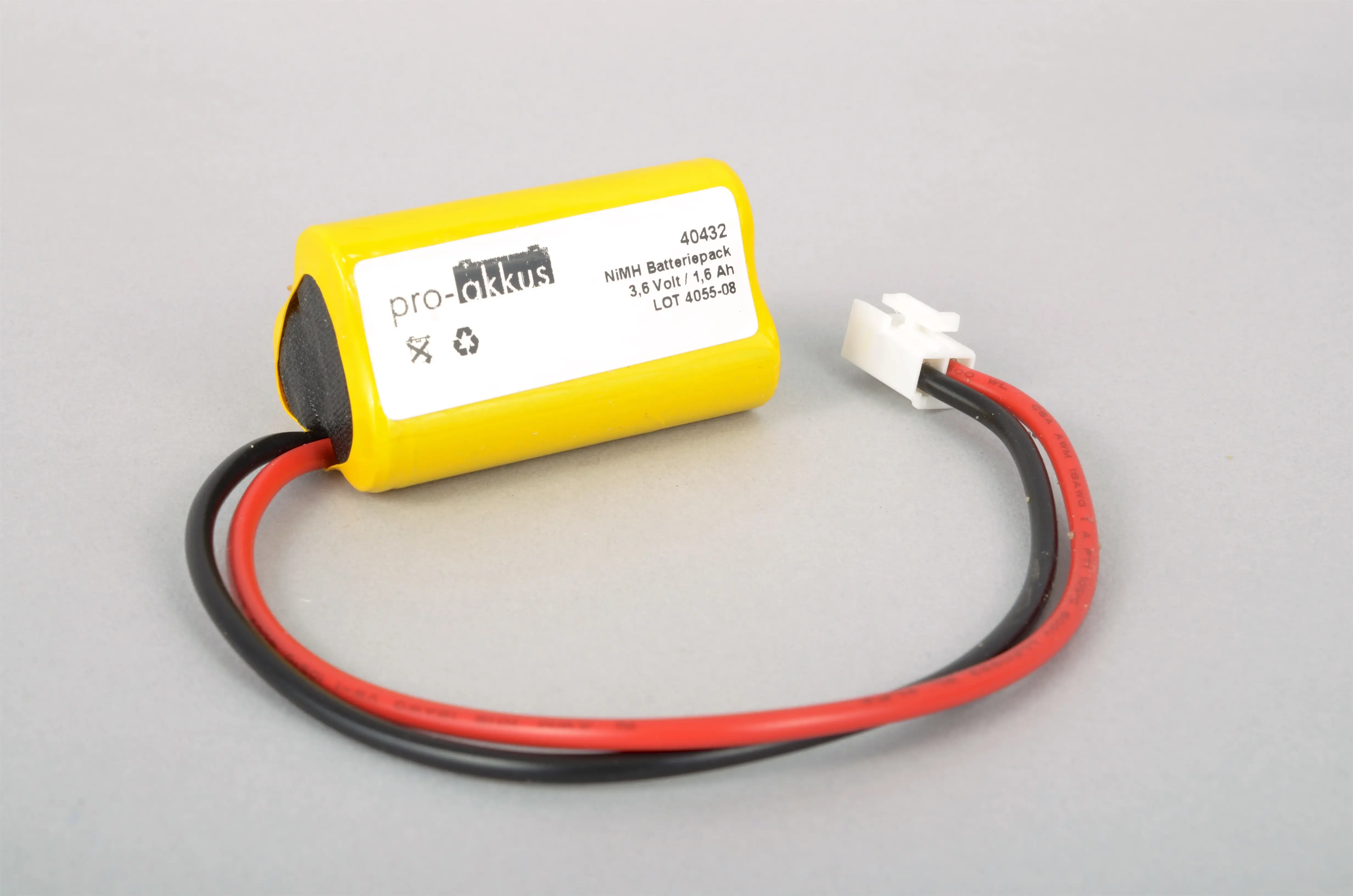 NiMH Notbeleuchtung Akku 3,6V / 1600mAh, Dreieck mit Kabel und Stecker online bei pro-akkus kaufen