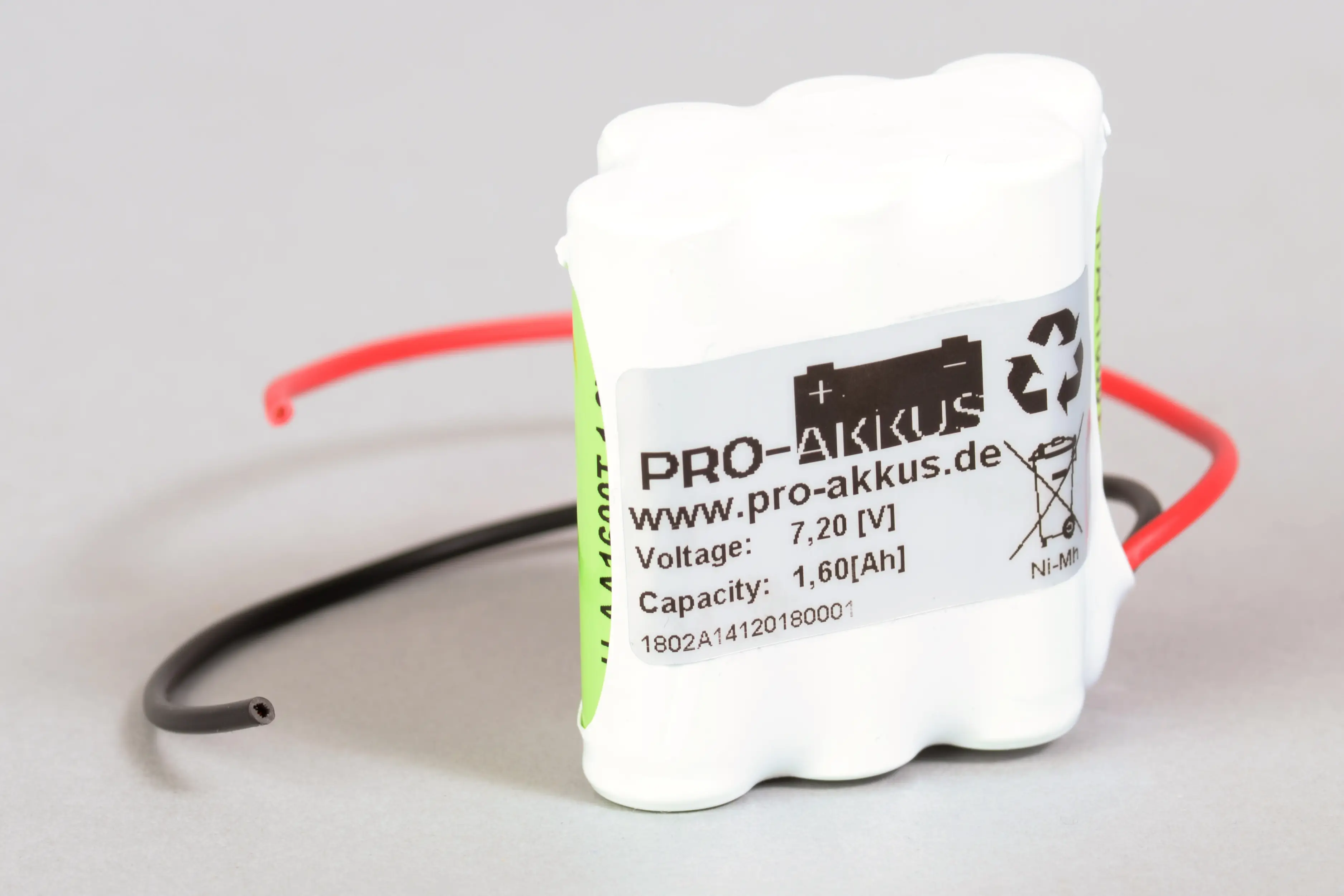 NiMh Notbeleuchtung Akku 7,2V / 1600mAh (1,6Ah), Parallelogramm mit Kabel online bei pro-akkus kaufen