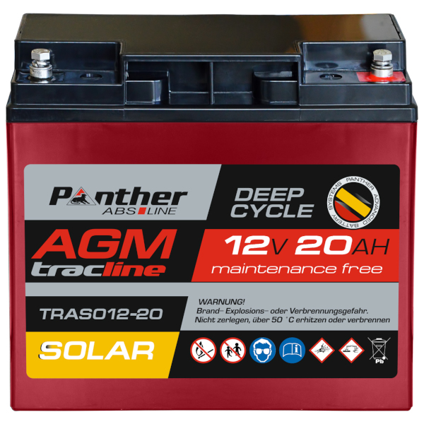 Panther AGM tracline TRASO12-20 Solar | 12V 20Ah Deep-Cycle Batterie online bei pro-akkus kaufen