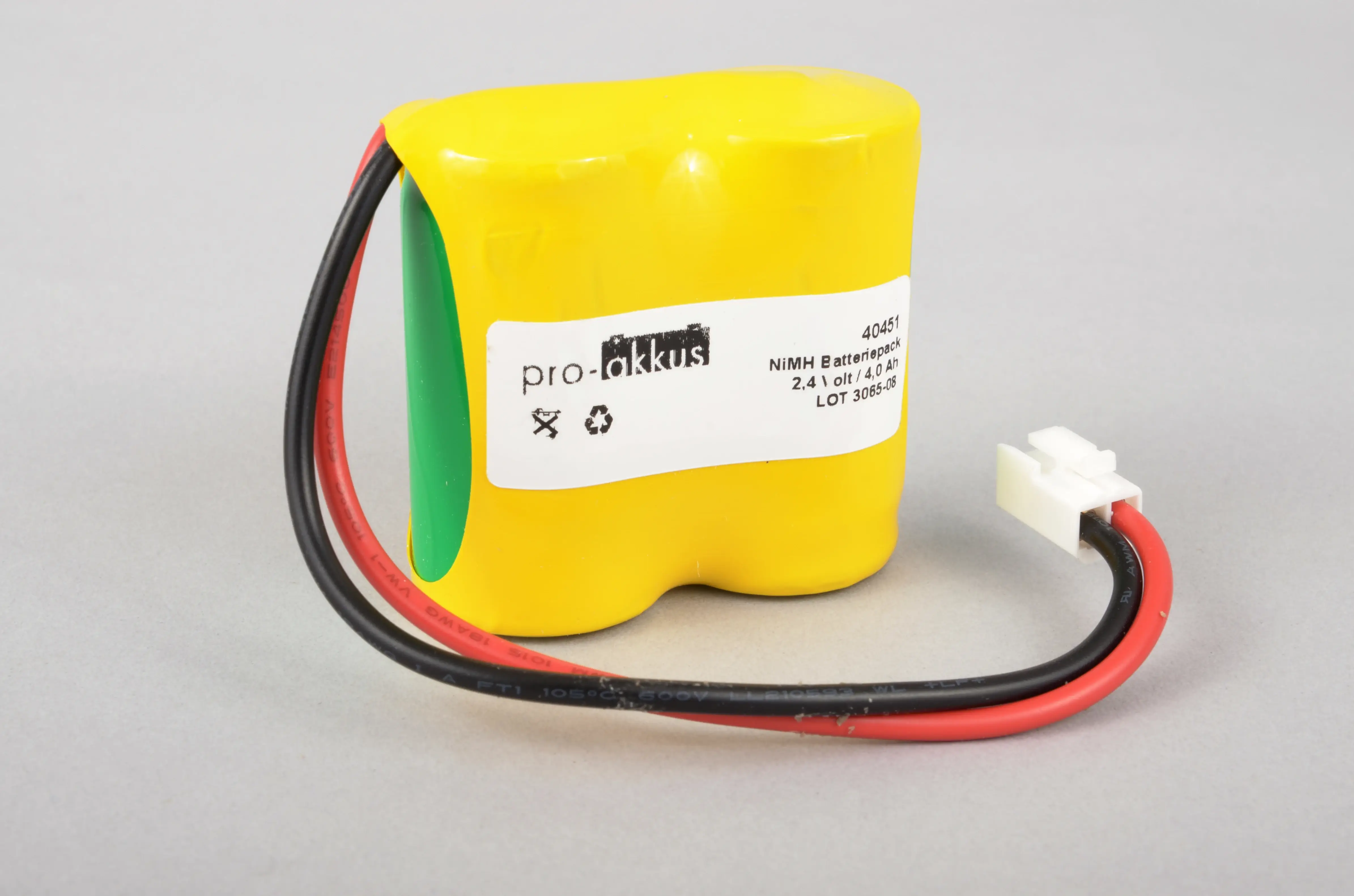 NiMH Notbeleuchtung Akku 2,4V / 4000mAh F2x1 Reihe, mit Kabel und Stecker - online bei pro-akkus kaufen