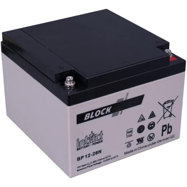intAct Block-Power BP12-26N | 12V 26Ah AGM Batterie VdS online bei pro-akkus kaufen