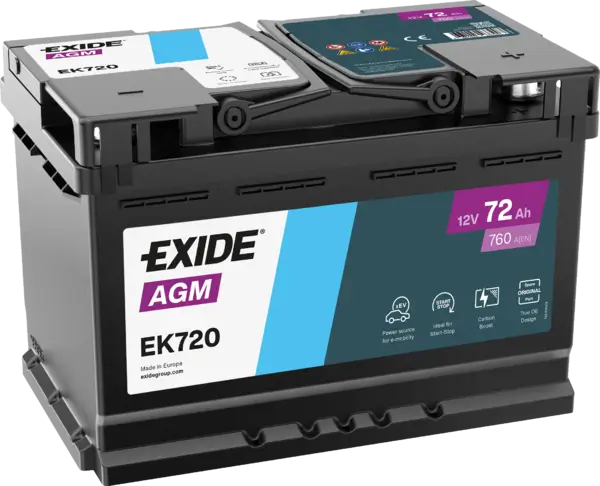 Exide AGM EK720 Start-Stop Autobatterie - 12V 72Ah online bei pro-akkus kaufen