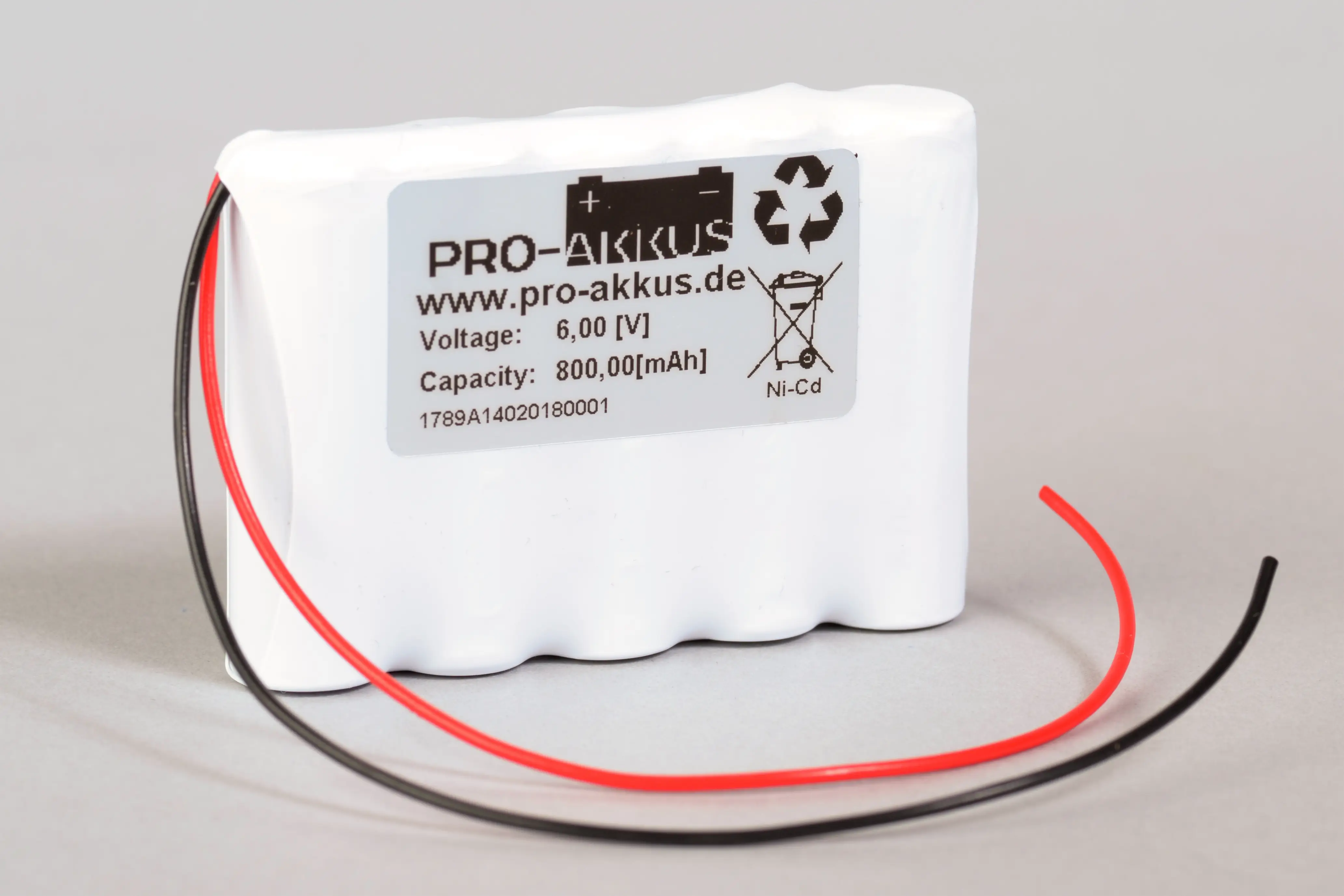 NiCd Notbeleuchtung Akku 6V / 800mAh (0,8Ah), Reihe mit Kabel online bei pro-akkus kaufen