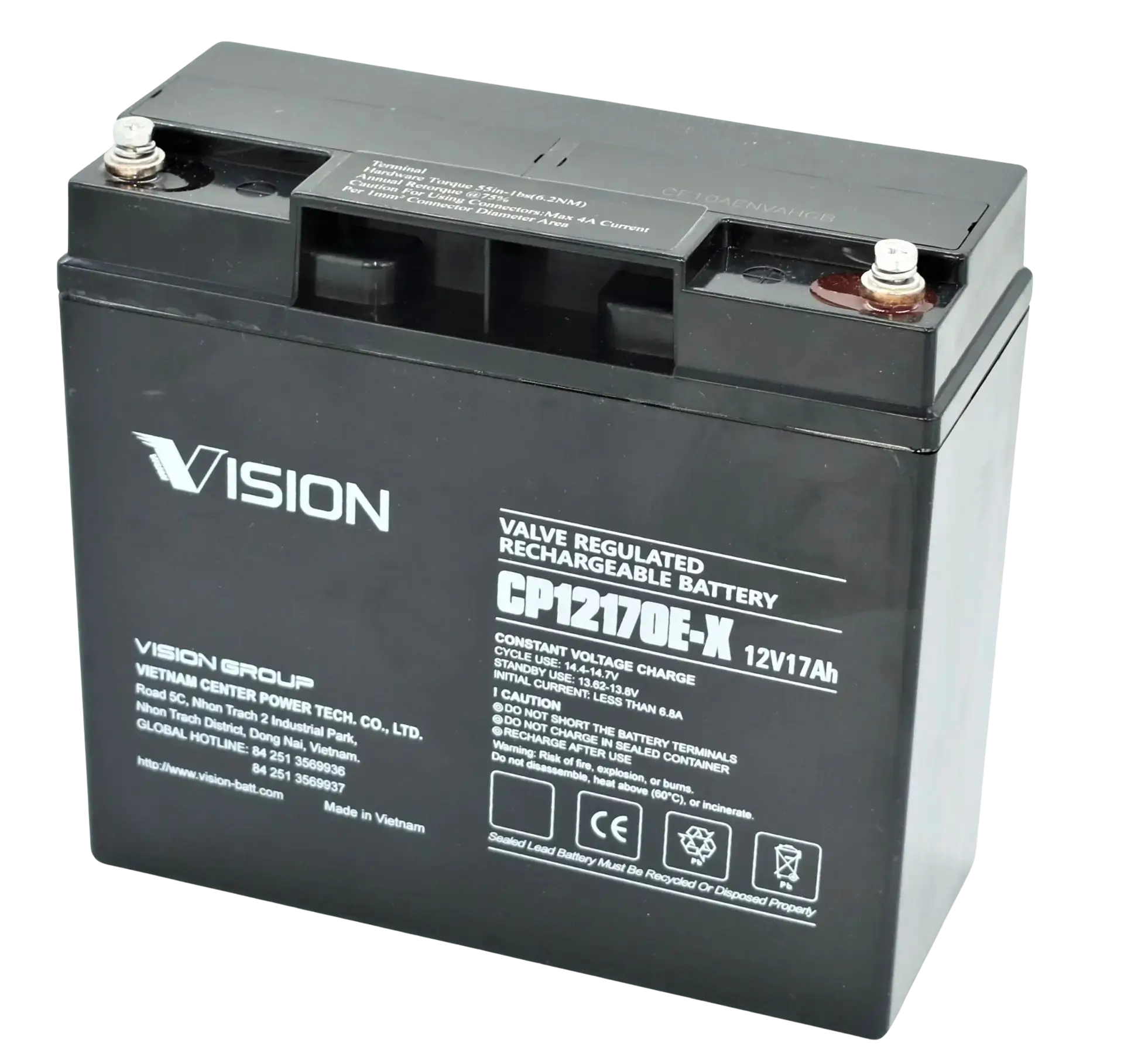 Vision CP12170E-X - 12V 17Ah Blei-Vlies (AGM) Akku / Batterie