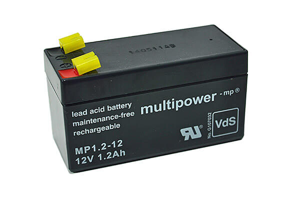 Multipower MP1.2-12 VdS 12V 1,2Ah Blei-Akku / AGM Batterie Multipower MP1.2-12 VdS 12V 1,2Ah Blei-Akku / AGM Batterie