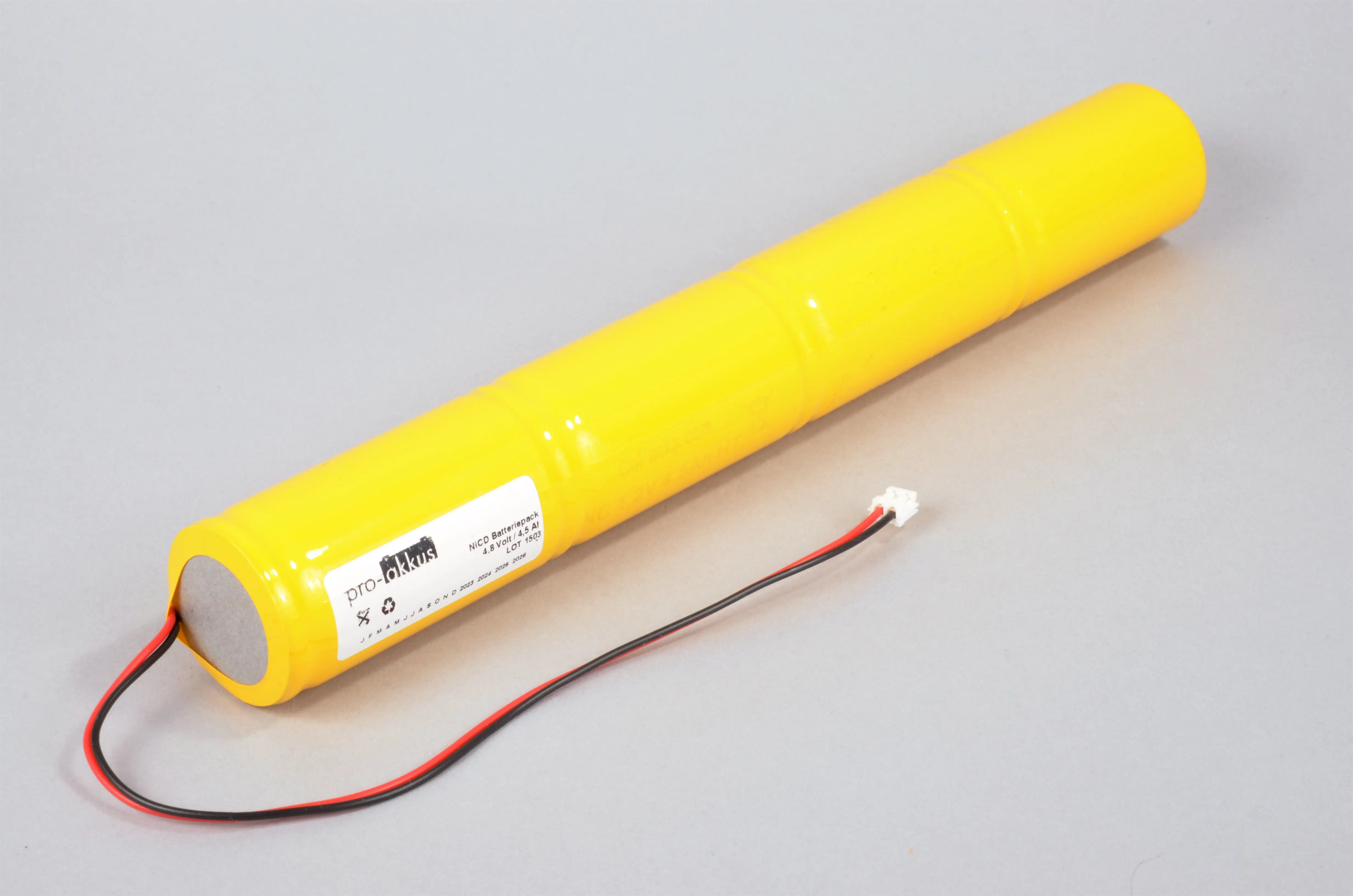 NiCd Notbeleuchtung Akku 4,8V / 4500mAh, Stab mit Kabel und Stecker Typ 1 online bei pro-akkus kaufen