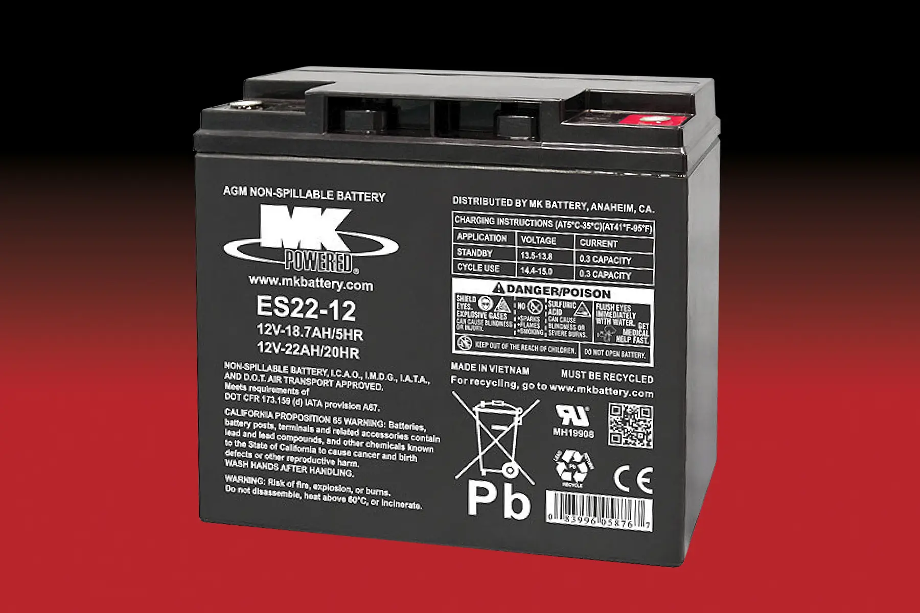 MK Battery ES22-12 - 12V | 22Ah Blei-AGM Akku MK Battery ES22-12 - 12V | 22Ah Blei-AGM Akku online bei pro-akkus kaufen