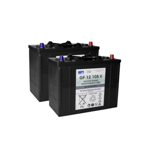 Akkusatz für Batterie-Kehrmaschine Tennant S9 - 2 x Sonnenschein GF12105V 12V 105Ah Blei-Gel Zyklenfest Akkusatz für Batterie-Kehrmaschine Tennant S9 - 2 x Sonnenschein GF12105V 12V 105Ah Blei-Gel Zyklenfest