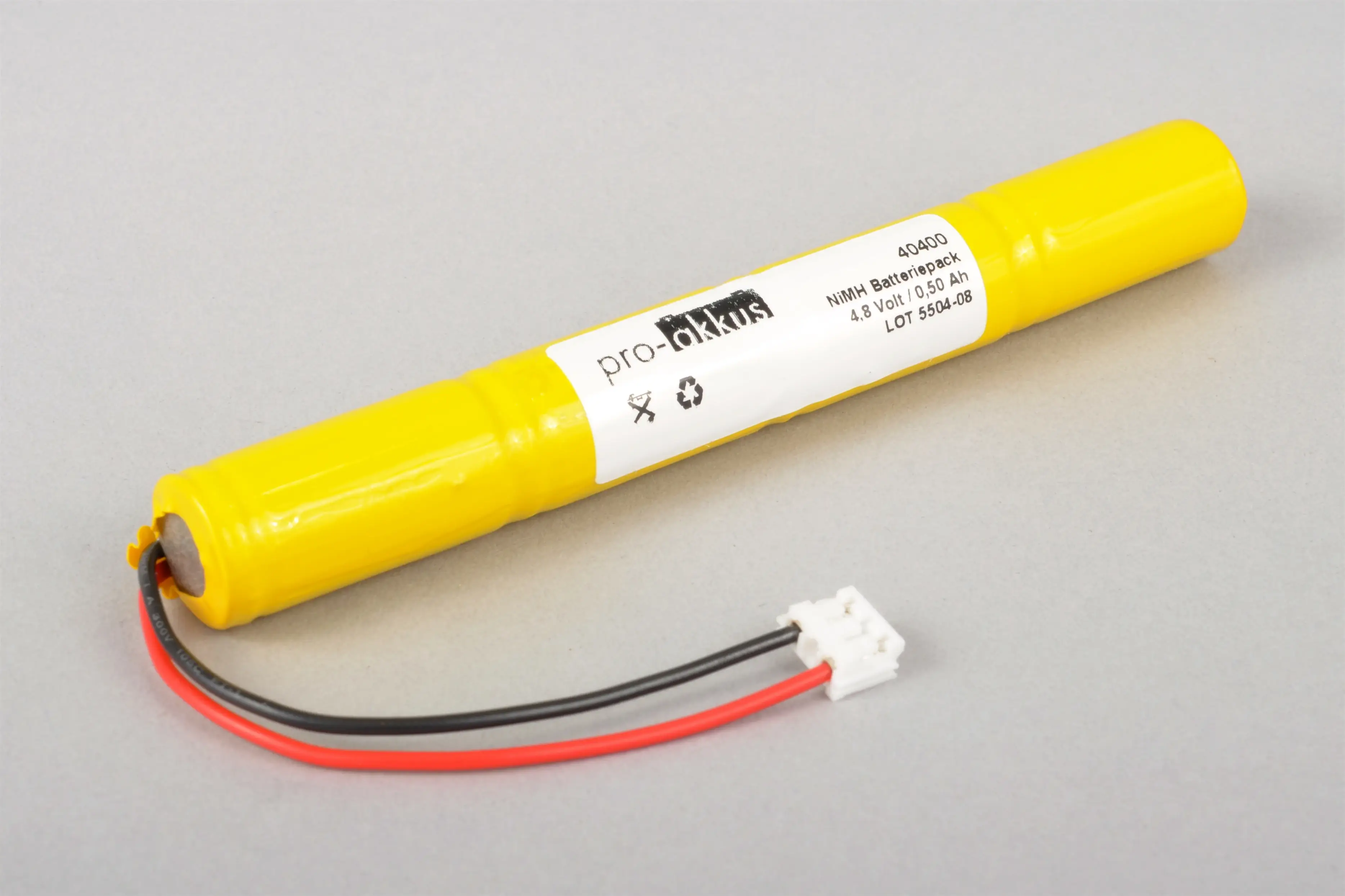 NiMH Notbeleuchtung Akku 4,8V / 500mAh (0,5Ah), Stab mit Kabel und Stecker online bei pro-akkus kaufen