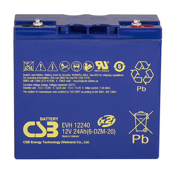 CSB EVH12240 12V 24Ah Blei-Akku / AGM Batterie Zyklenfest CSB EVH12240 12V 24Ah Blei-Akku / AGM Batterie Zyklenfest