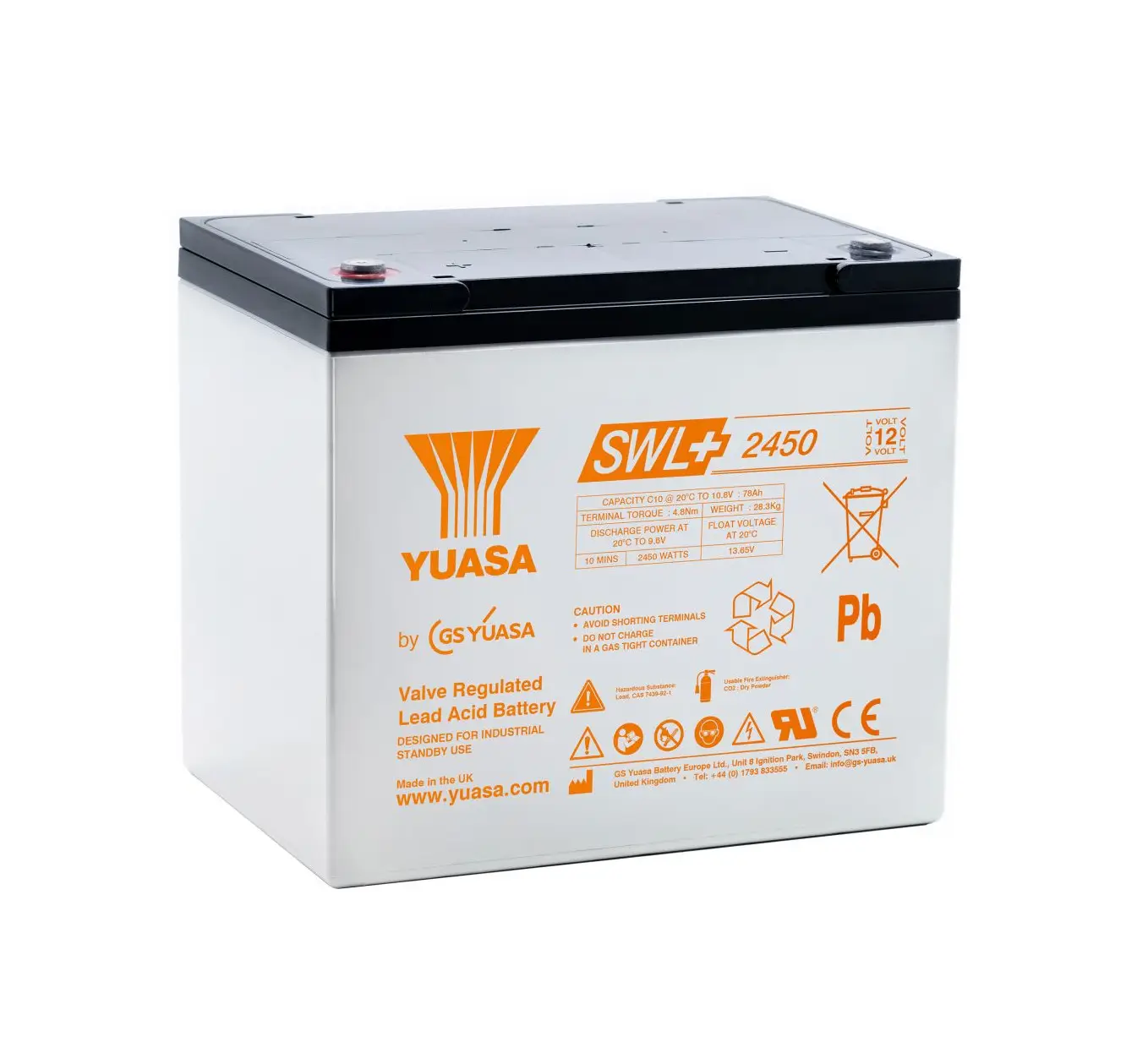 Yuasa SWL+2450 12V 80Ah AGM-VRLA Hochstrombatterie / Akku