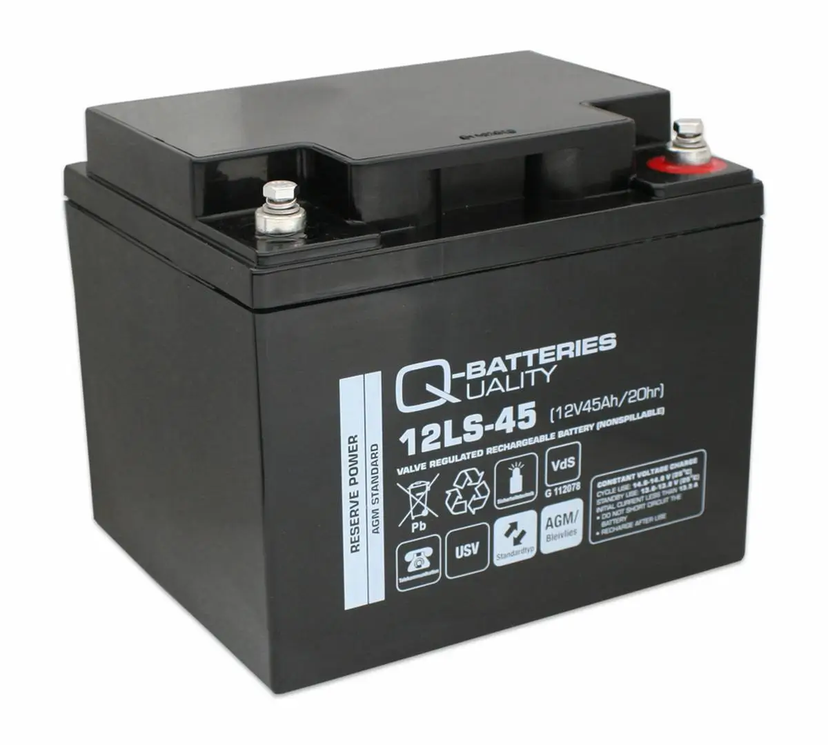 Q-Batteries 12LS-45 12V 45Ah AGM Batterie Akku VdS online bei pro-akkus kaufen