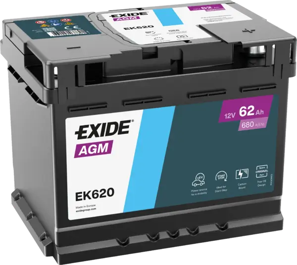 Exide AGM EK620 Start-Stop Autobatterie - 12V 62Ah online bei pro-akkus kaufen