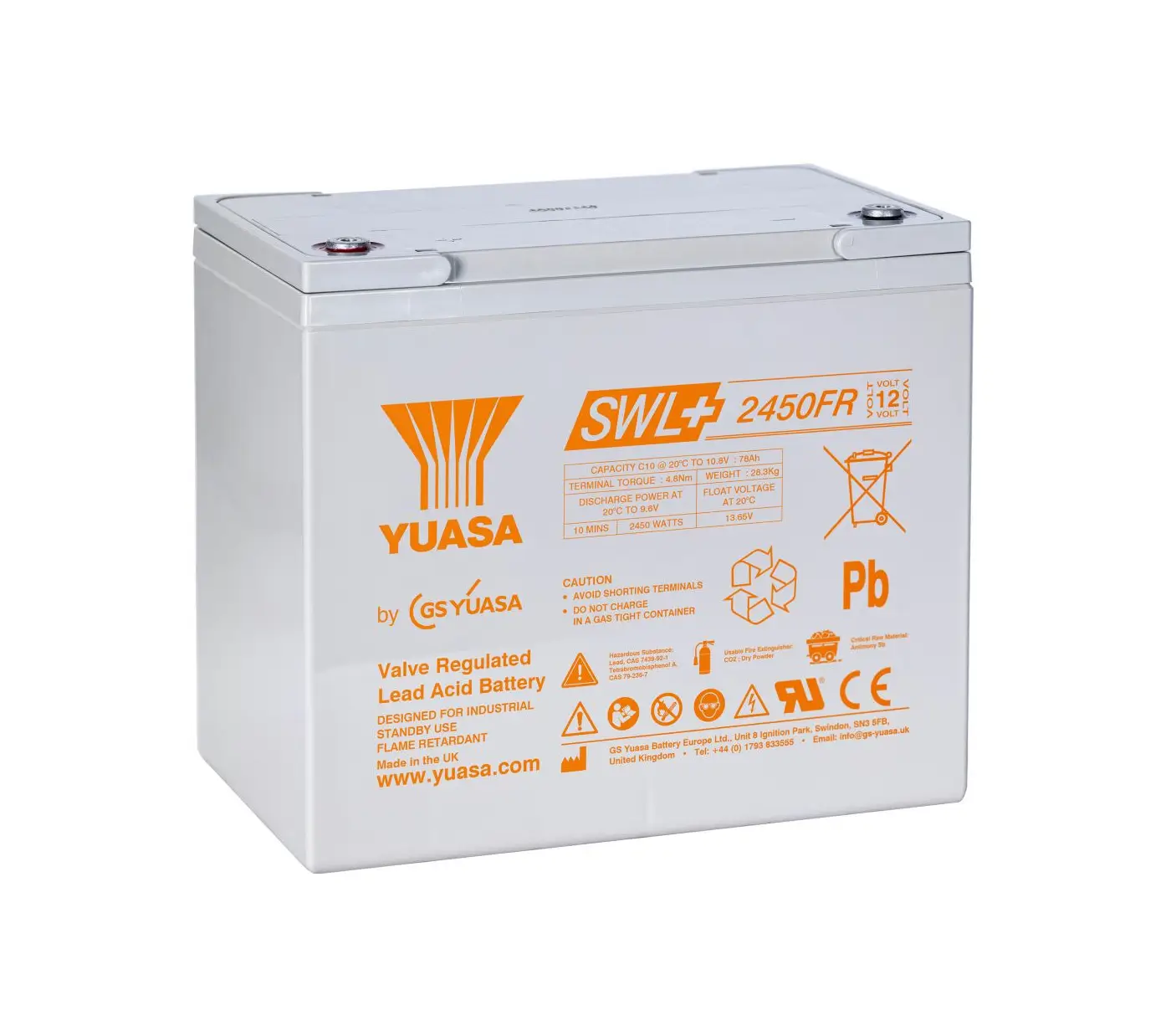 Yuasa SWL+2450FR 12V 80Ah AGM-VRLA Hochstrombatterie / Akku
