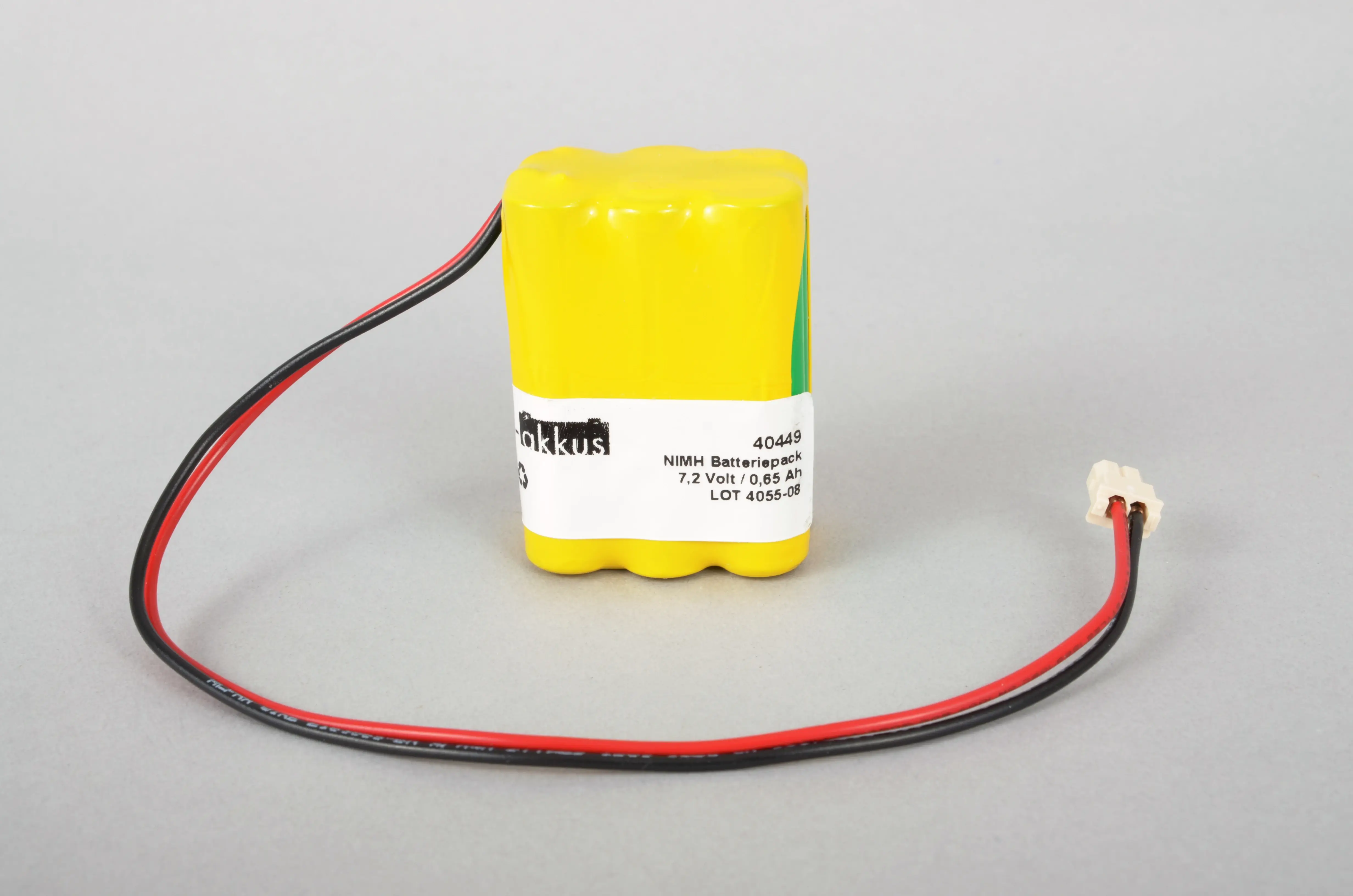 NiMH Notbeleuchtung Akku 7,2V / 0,65Ah, F3x2 Reihe, mit Kabel und Stecker - online bei pro-akkus kaufen