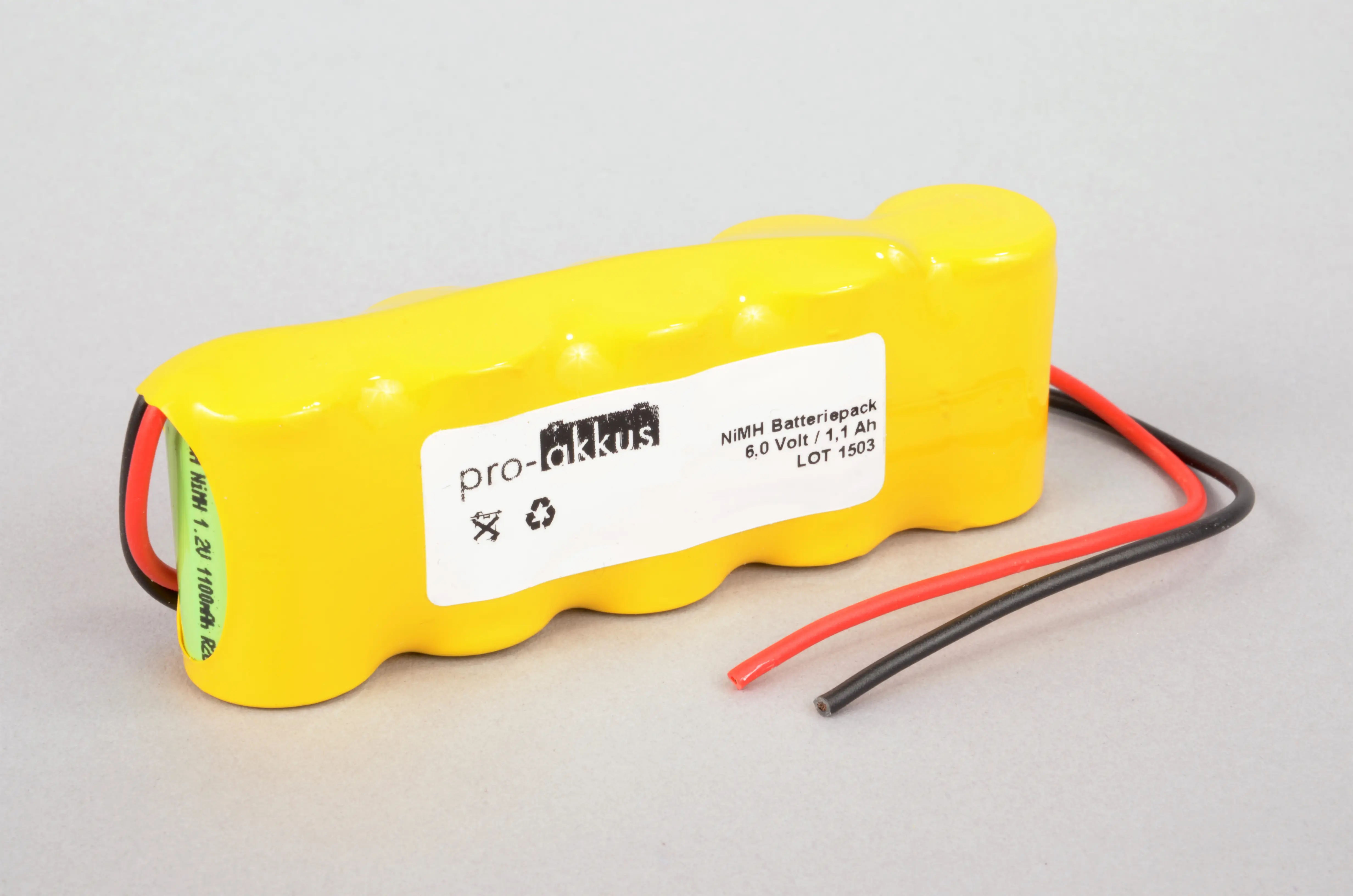 NiMh Notbeleuchtung Akku 6V / 1100mAh, Reihe mit Kabel online bei pro-akkus kaufen