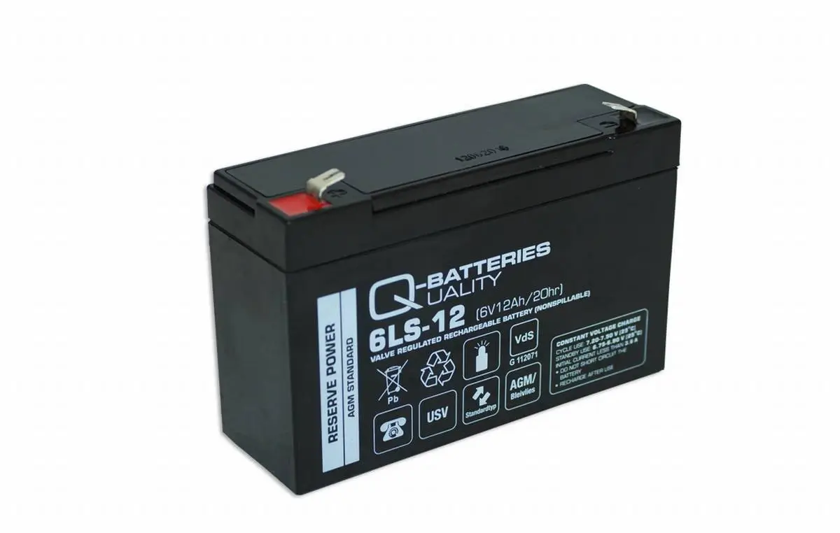 Q-Batteries 6LS-12 6V 12Ah AGM Batterie Akku VdS online bei pro-akkus kaufen