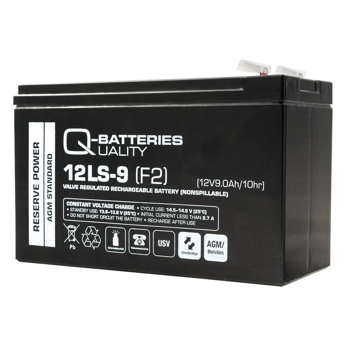 Q-Batteries 12LS-9(F2) - 12V | 9Ah Blei-Vlies(AGM)-Akku VRLA online bei pro-akkus kaufen