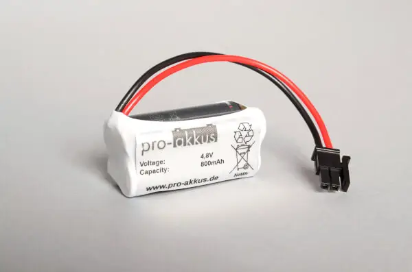 NiMh Notbeleuchtung Akku 4,8V / 800mAh, Würfel mit Kabel und Stecker 2 online bei pro-akkus kaufen