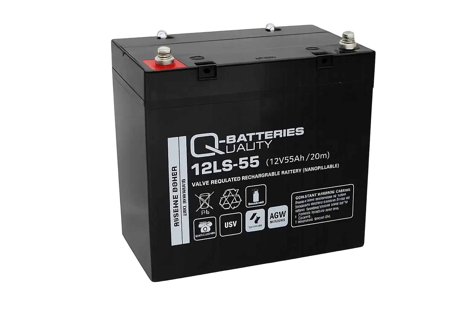 Q-Batteries 12LS-55 12V 55Ah AGM Batterie Akku online bei pro-akkus kaufen