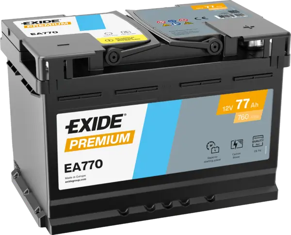 Exide Premium EA770 Autobatterie - 12V 77Ah Exide Premium EA770 Autobatterie - 12V 77Ah online bei pro-akkus kaufen