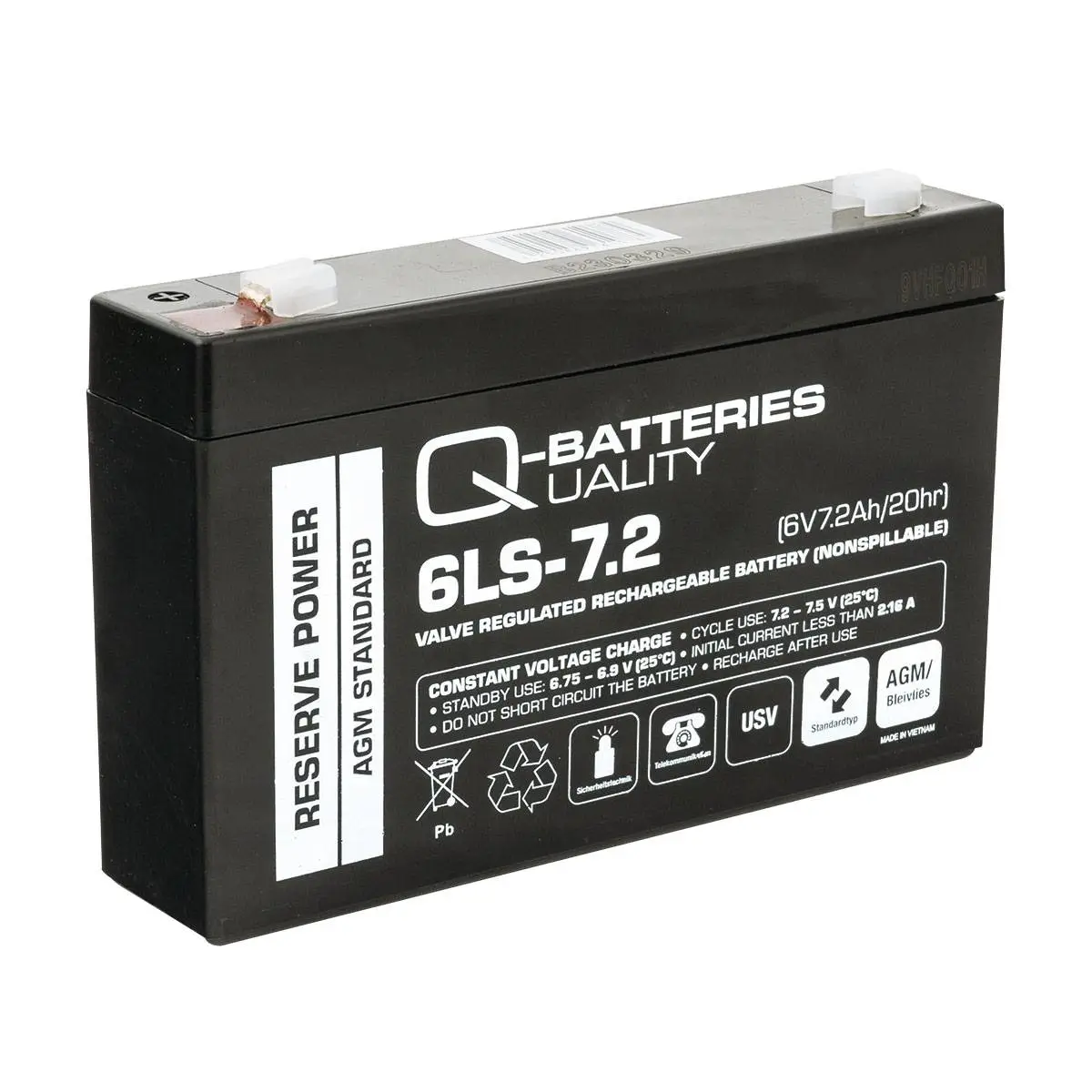 Q-Batteries 6LS-7.2 6V 7,2Ah AGM Batterie Akku online bei pro-akkus kaufen