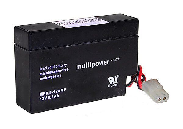 Multipower MP0.8-12AMP 12V 0,8Ah Blei-Akku / AGM Batterie mit AMP-Stecker Multipower MP0.8-12AMP 12V 0,8Ah Blei-Akku / AGM Batterie mit AMP-Stecker