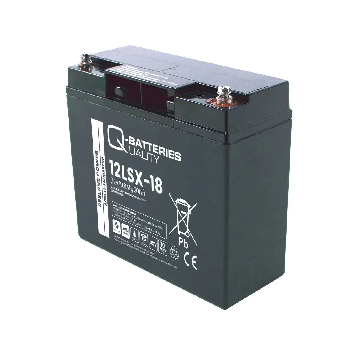 Q-Batteries 12LSX-18 AGM Bleiakku 12V 18Ah – 10 Jahre Lebensdauer online bei pro-akkus kaufen
